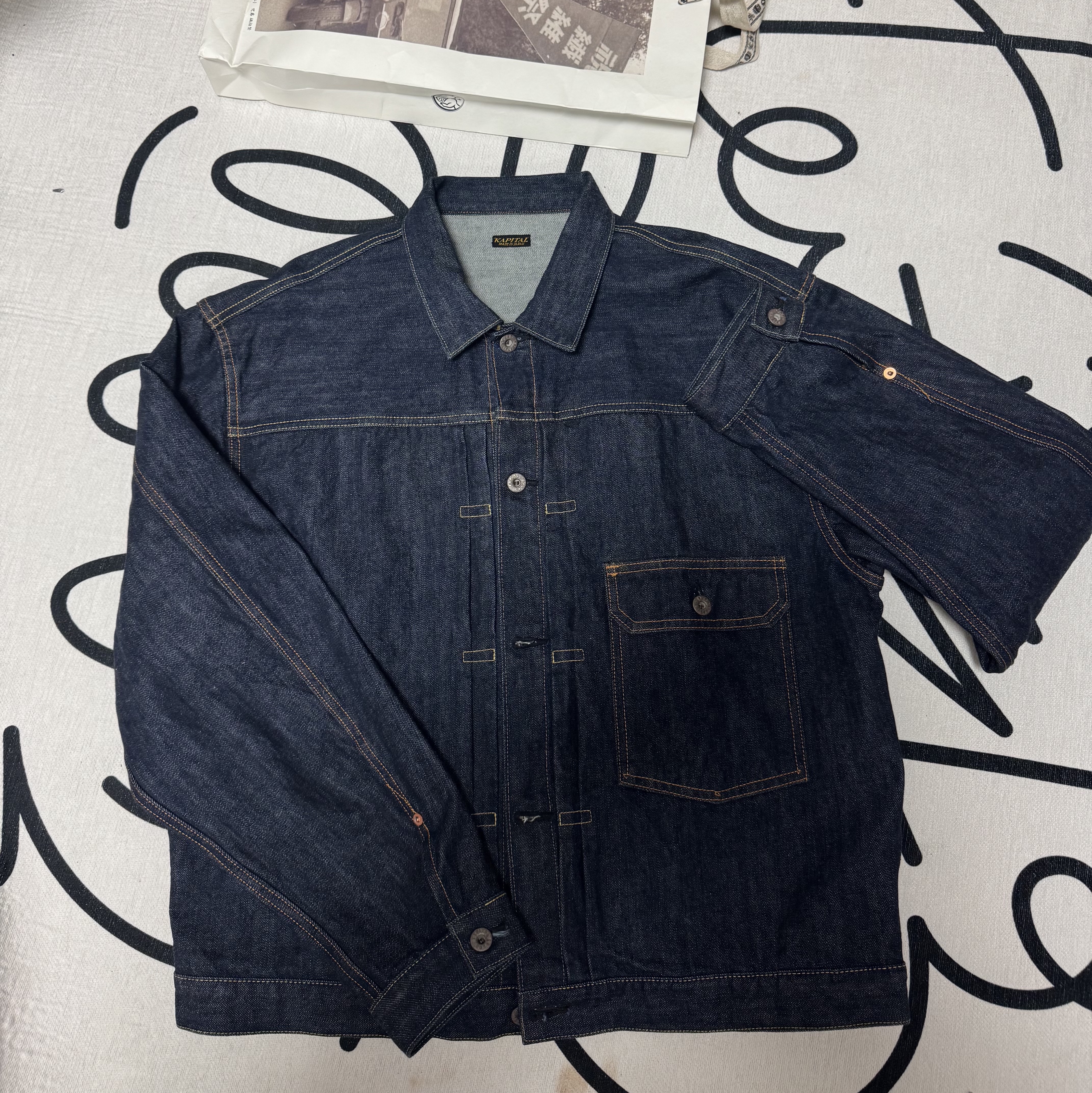 Kapital 14 oz. Denim 1ST One Wash Jacket Indigo 착용 스타일 - 1