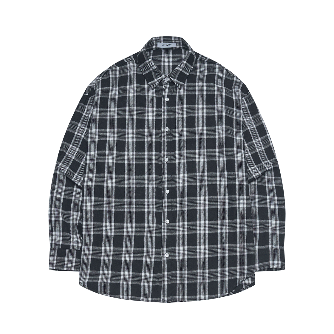 ARSH5101_02 Arrayed Natural Overfit Check Shirt Black