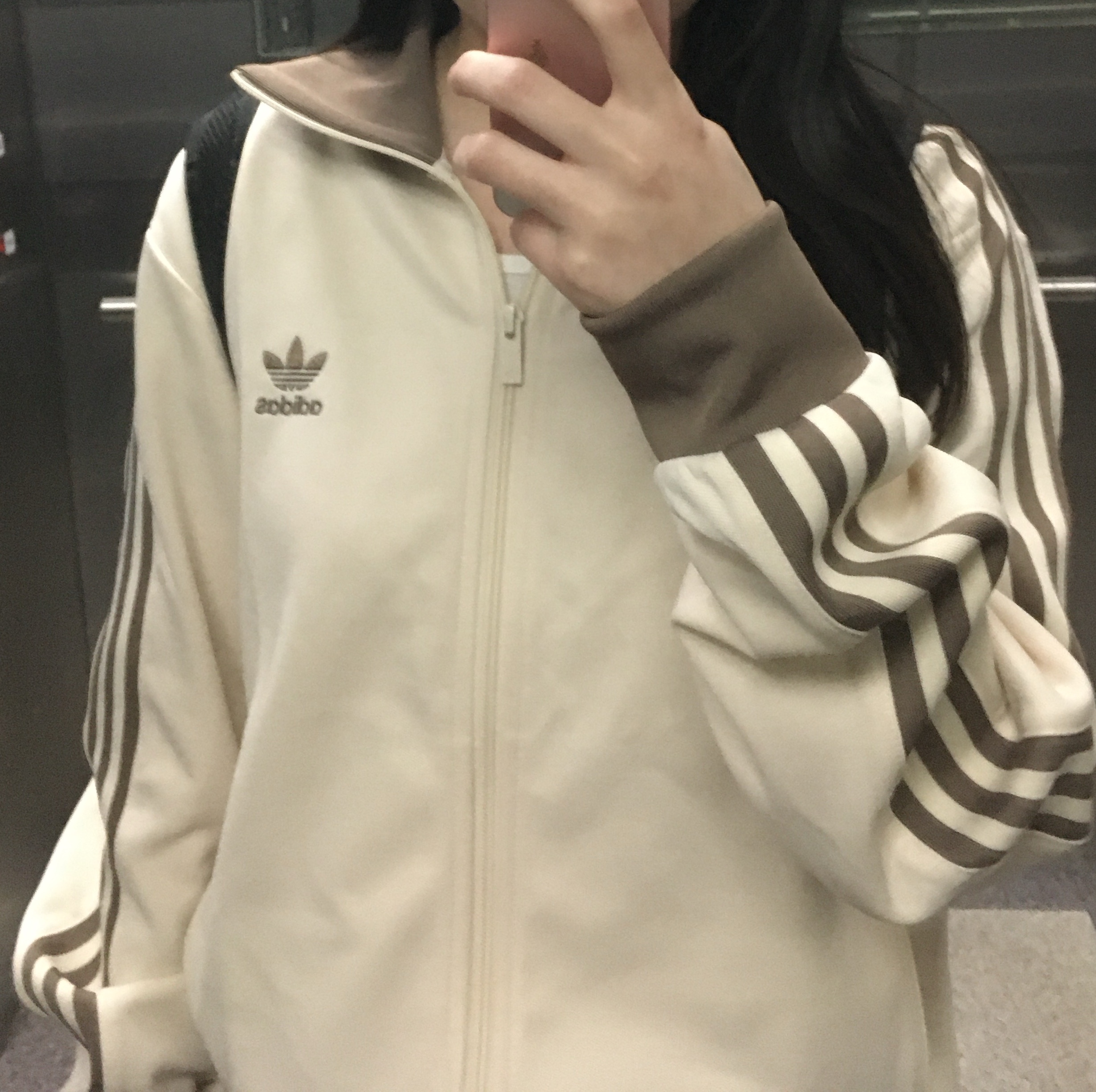 Adidas Adicolor Classic Beckenbauer Track Top Wonder White Trace Brown - KR Sizing 착용 스타일 - 2