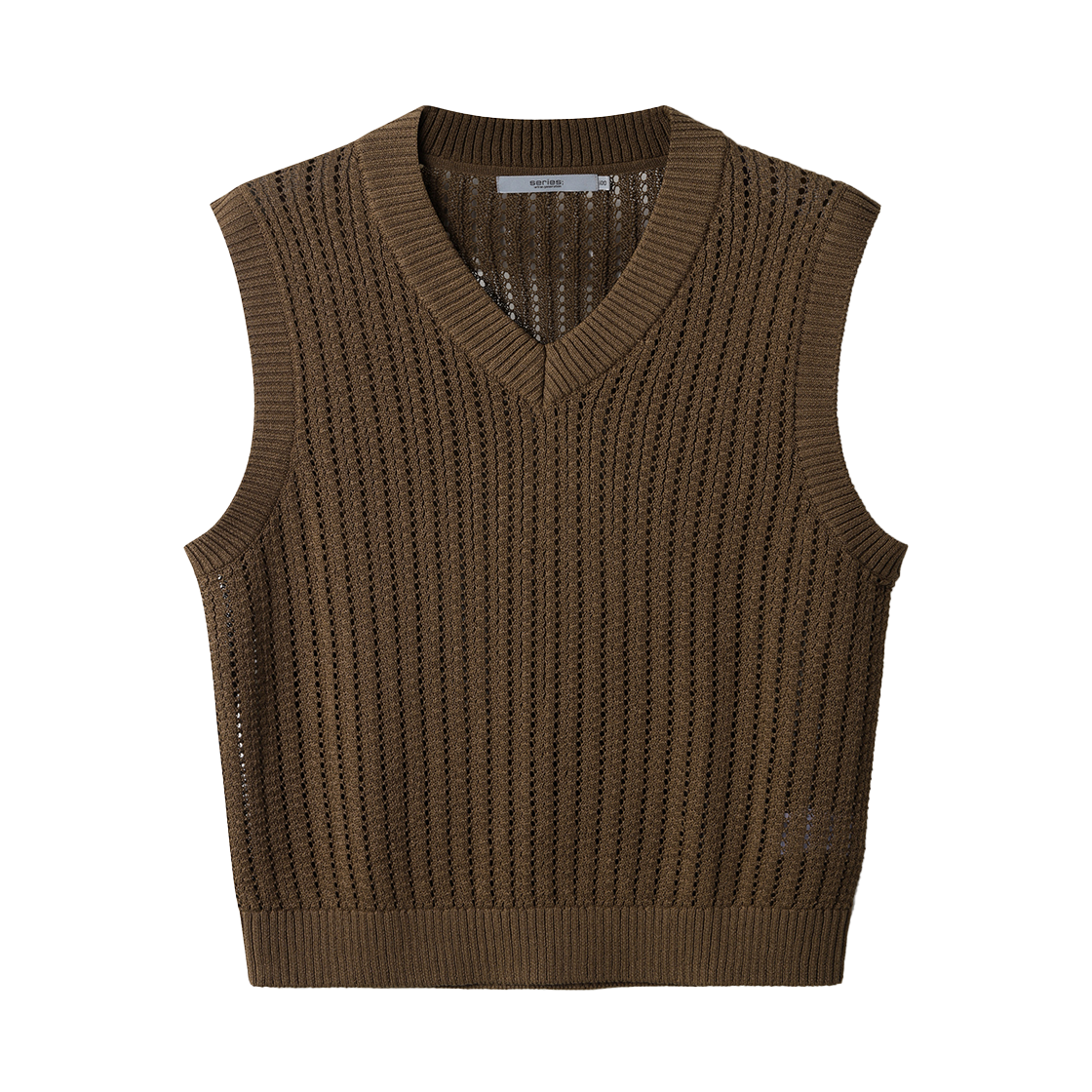 SAWAM25751BRX Series Crochet V Neck Vest Brown - 대표 이미지 #1