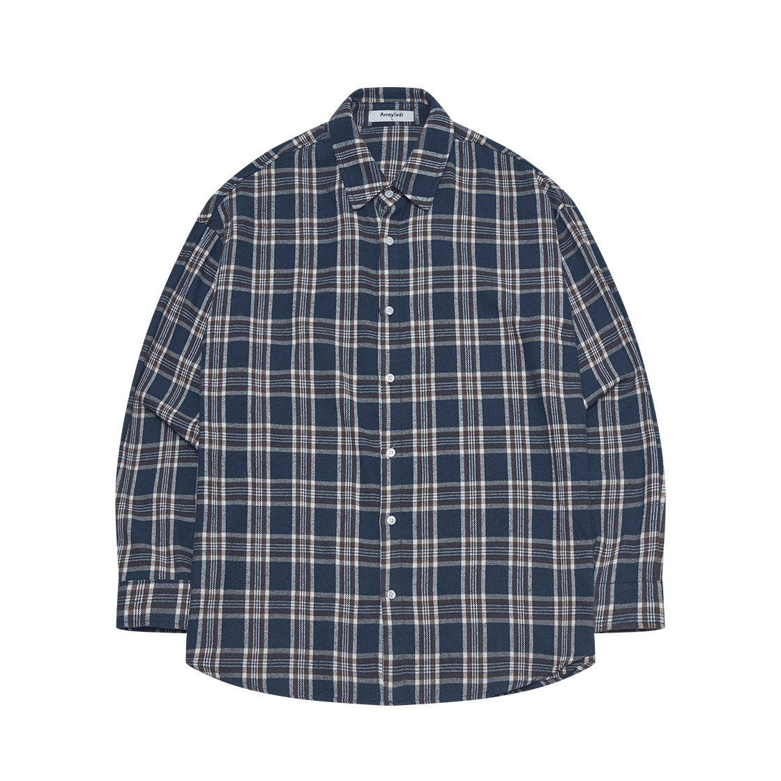 어레이드 네추럴 오버핏 체크 셔츠 네이비(Arrayed Natural Overfit Check Shirt Navy)