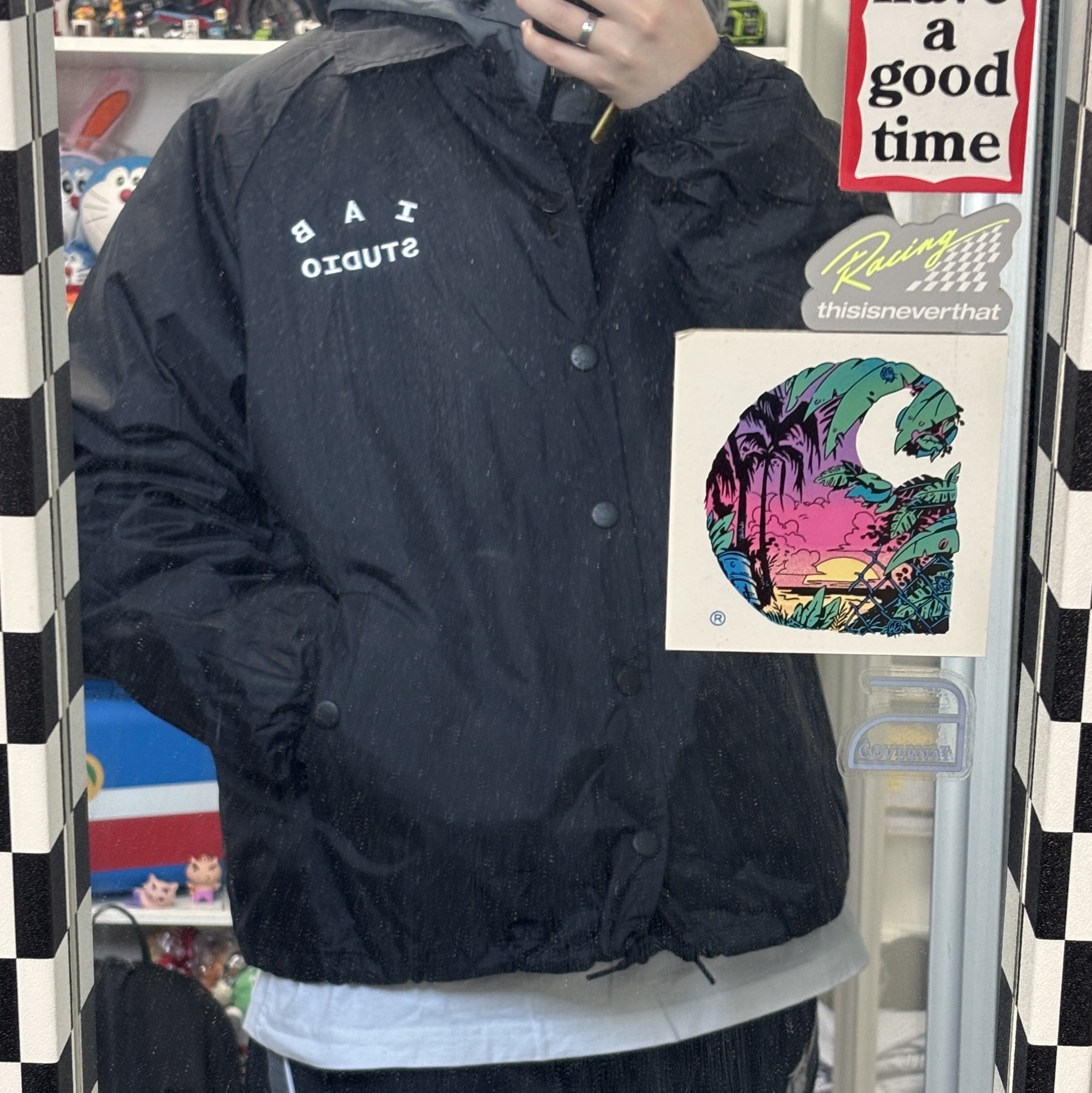 IAB Studio Coach Jacket Black 착용 스타일