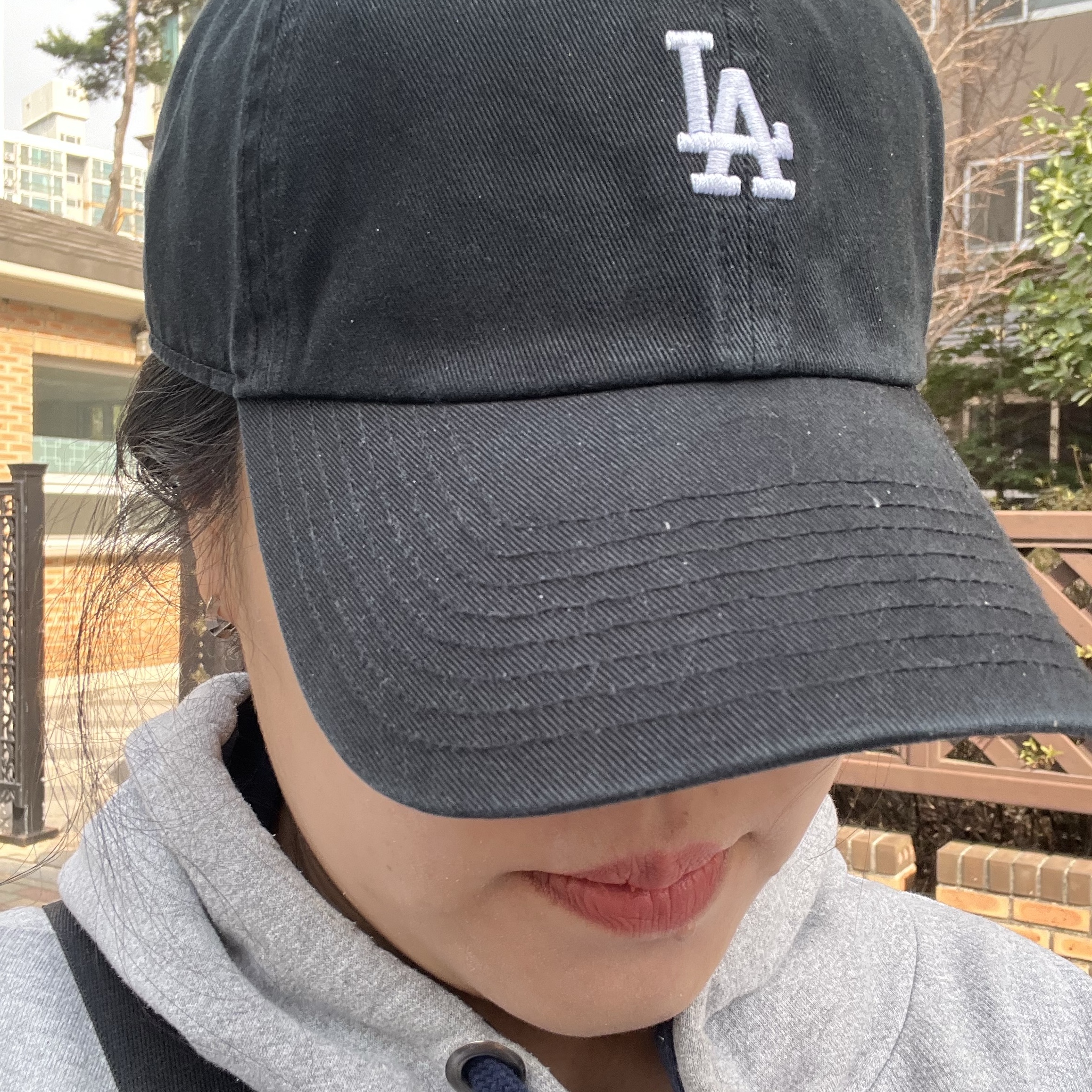 47 Brand LA Dodgers Base Runner Clean Up Black 착용 스타일