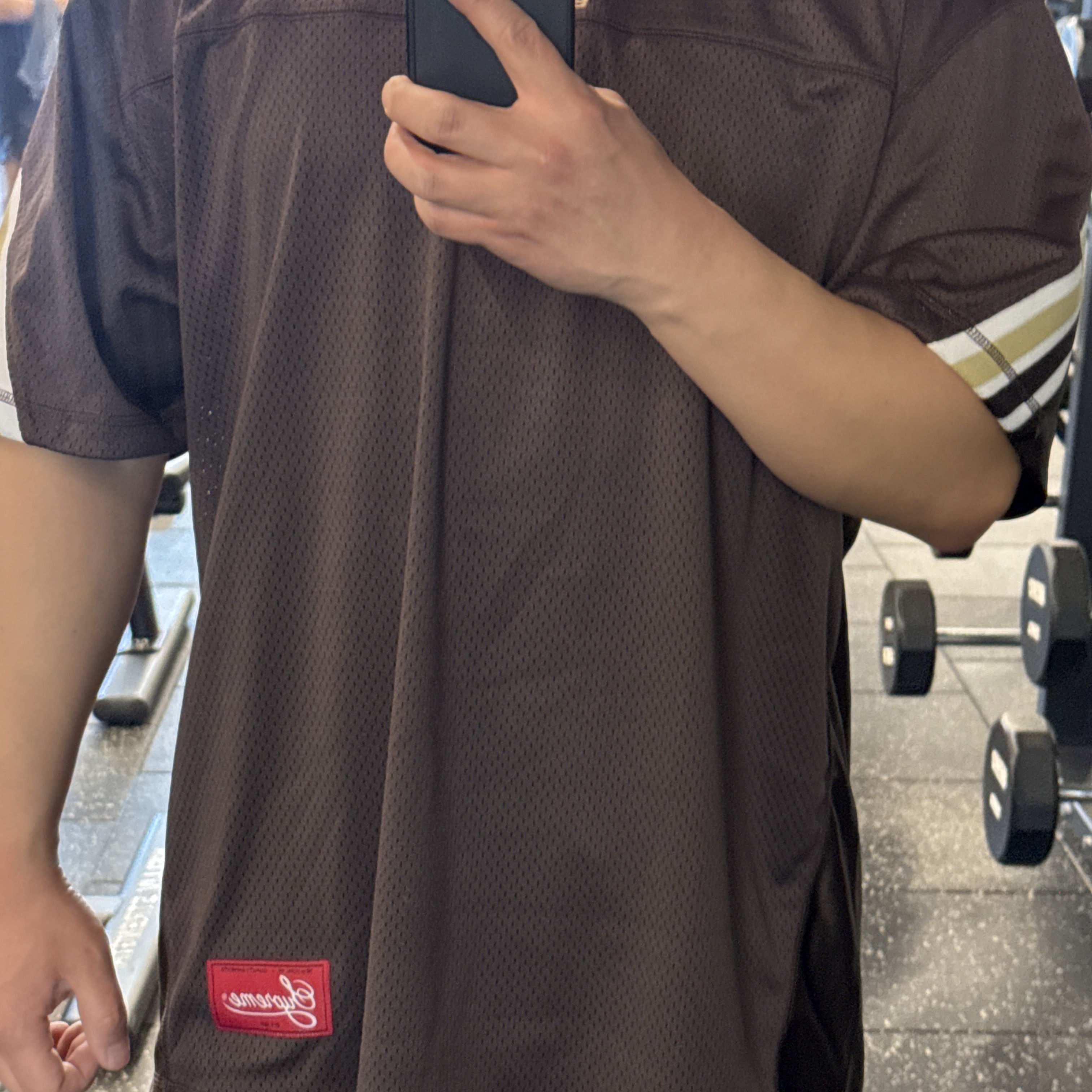 Supreme Jacquard Rib Football Jersey Brown - 24FW 착용 스타일