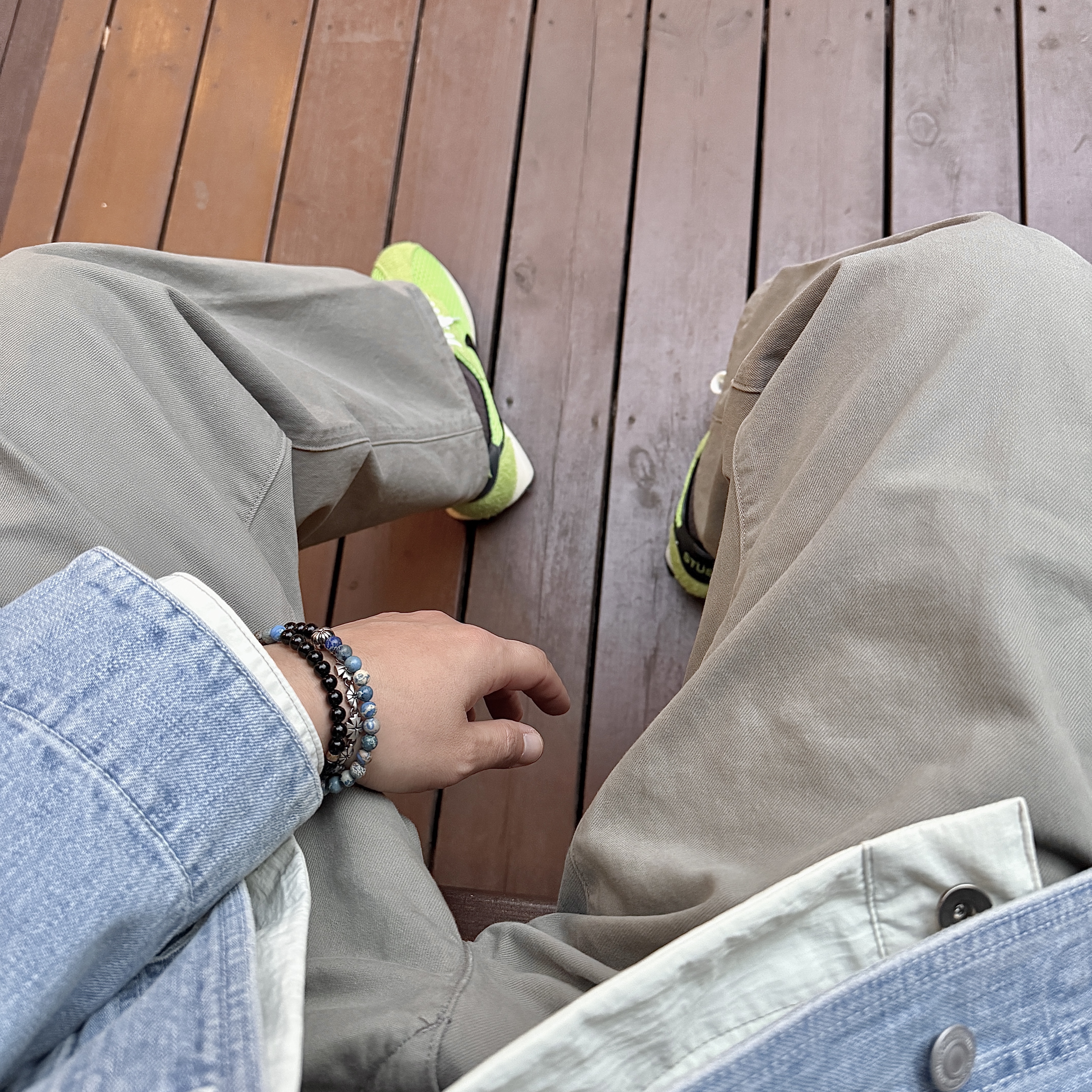 Clarks x Thisisneverthat Desert Boots Maple, Nike x Stussy LD-1000 SP Action Green and Black 착용 스타일 - 2