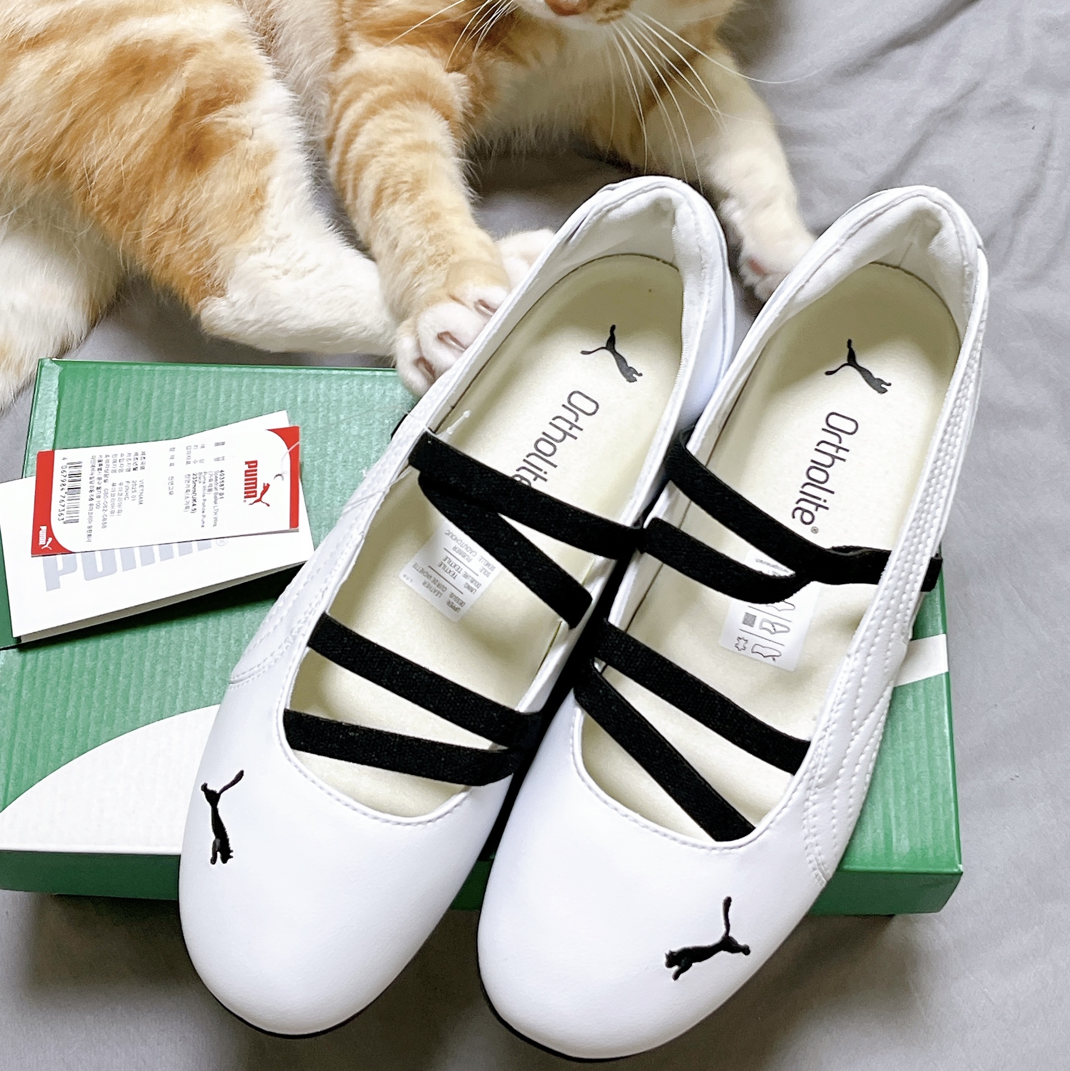 (W) Puma Speedcat Ballet Leather Puma White Puma Black 착용 스타일 - 2