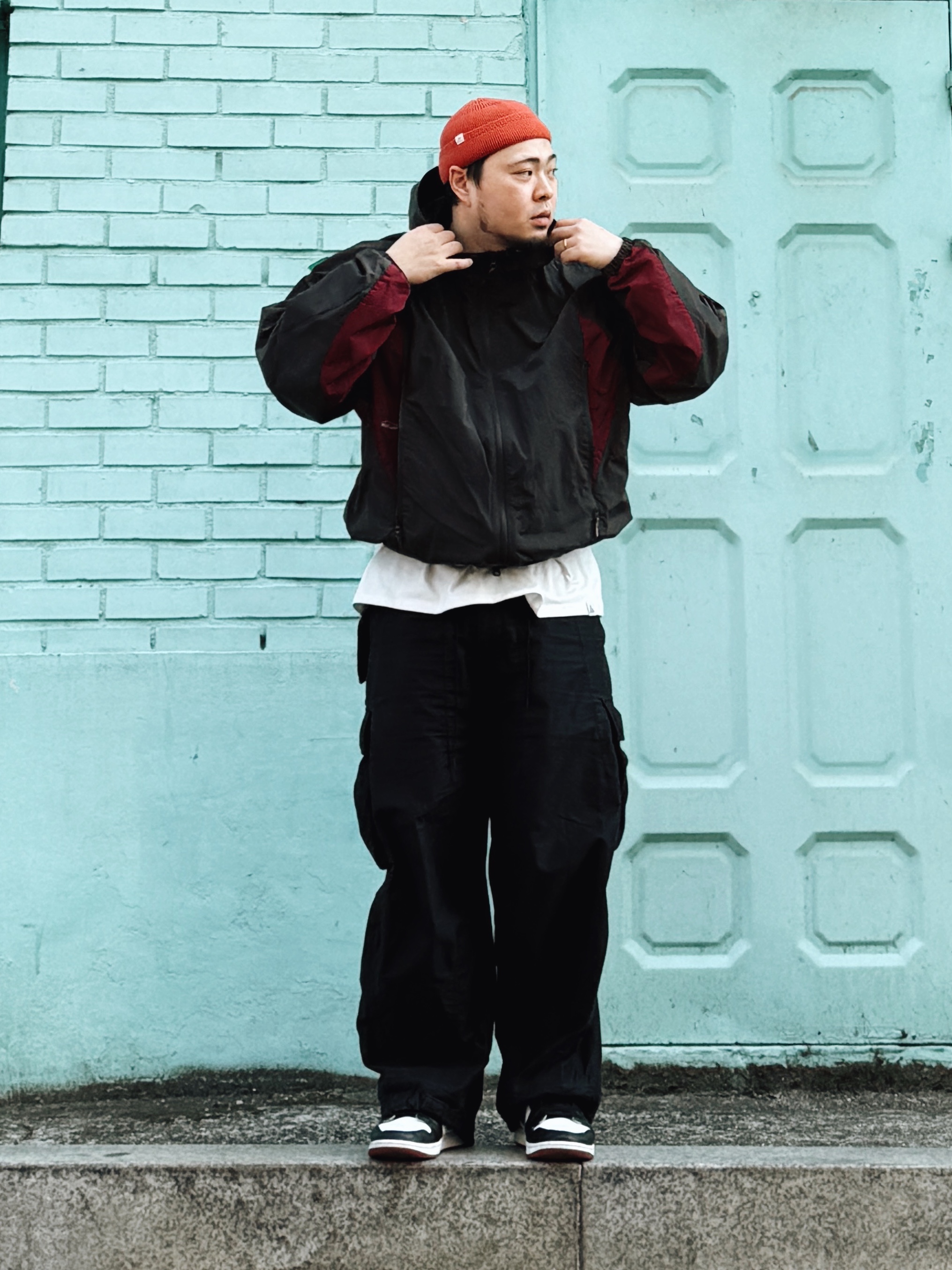Wildthings Army Jacket Graphite, Needles H.D. Fatigue Pants Black 착용 스타일 - 1