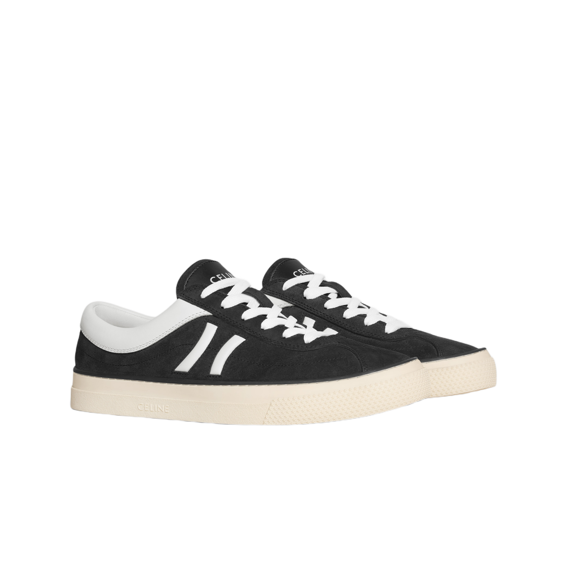 셀린느 선셋 로우 레이스업 스니커 스웨이드 카프스킨 앤 카프스킨 블랙 옵틱 화이트(Celine Sunset Low Lace-Up Sneaker in Suede Calfskin and Calfskin Black Optic White) - 2