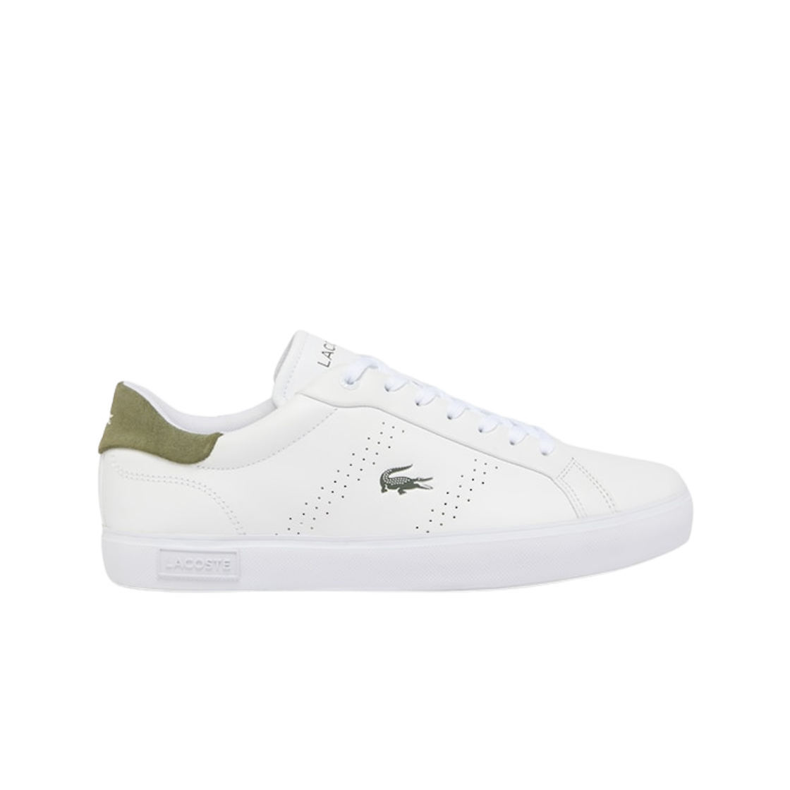 라코스테 파워코트 2.0 레더 스니커즈 화이트 카키(Lacoste Powercourt 2.0 Leather Sneakers White Khaki)