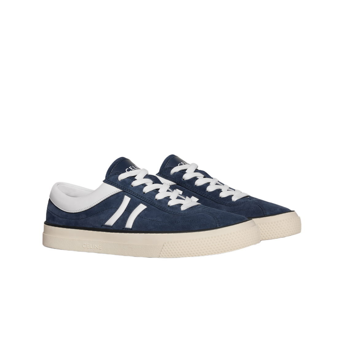 셀린느 선셋 로우 레이스업 스니커 스웨이드 카프스킨 앤 카프스킨 블루 옵틱 화이트(Celine Sunset Low Lace-Up Sneaker in Suede Calfskin and Calfskin Blue Optic White) - 2