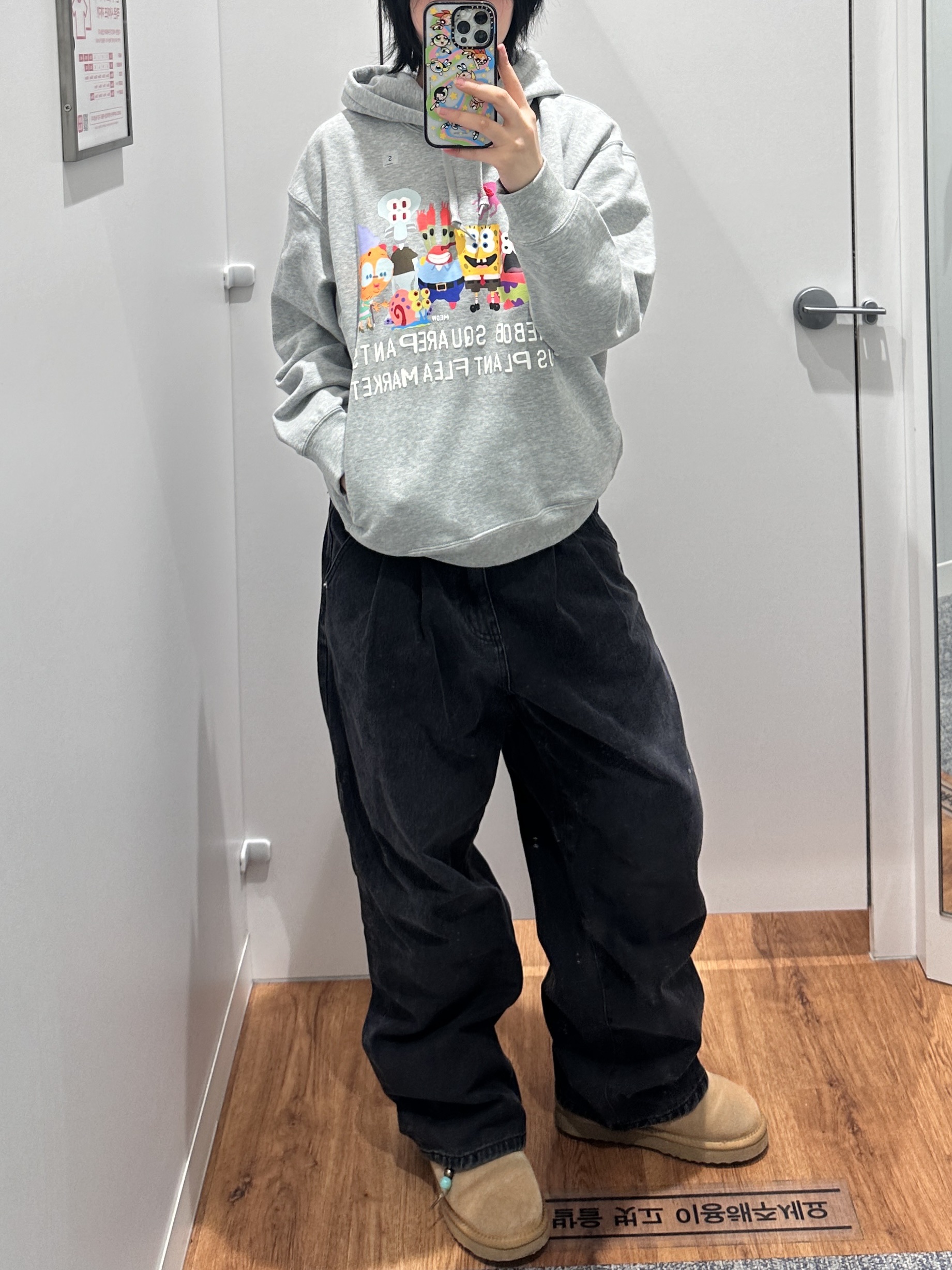 Uniqlo UT x CPFM x SpongeBob Sweat Pull Parka A Gray - KR 착용 스타일 - 2