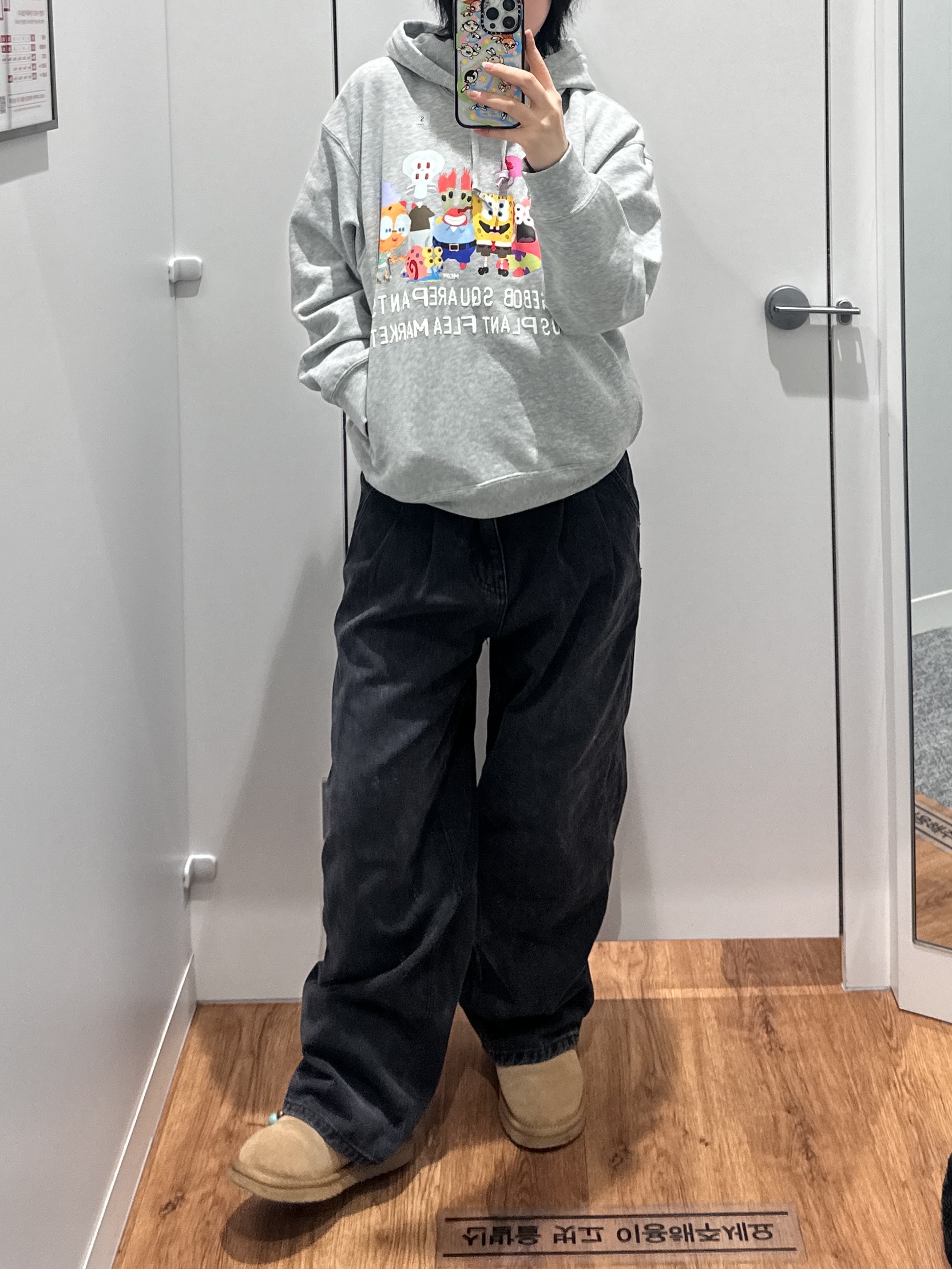 Uniqlo UT x CPFM x SpongeBob Sweat Pull Parka A Gray - KR 착용 스타일 - 1