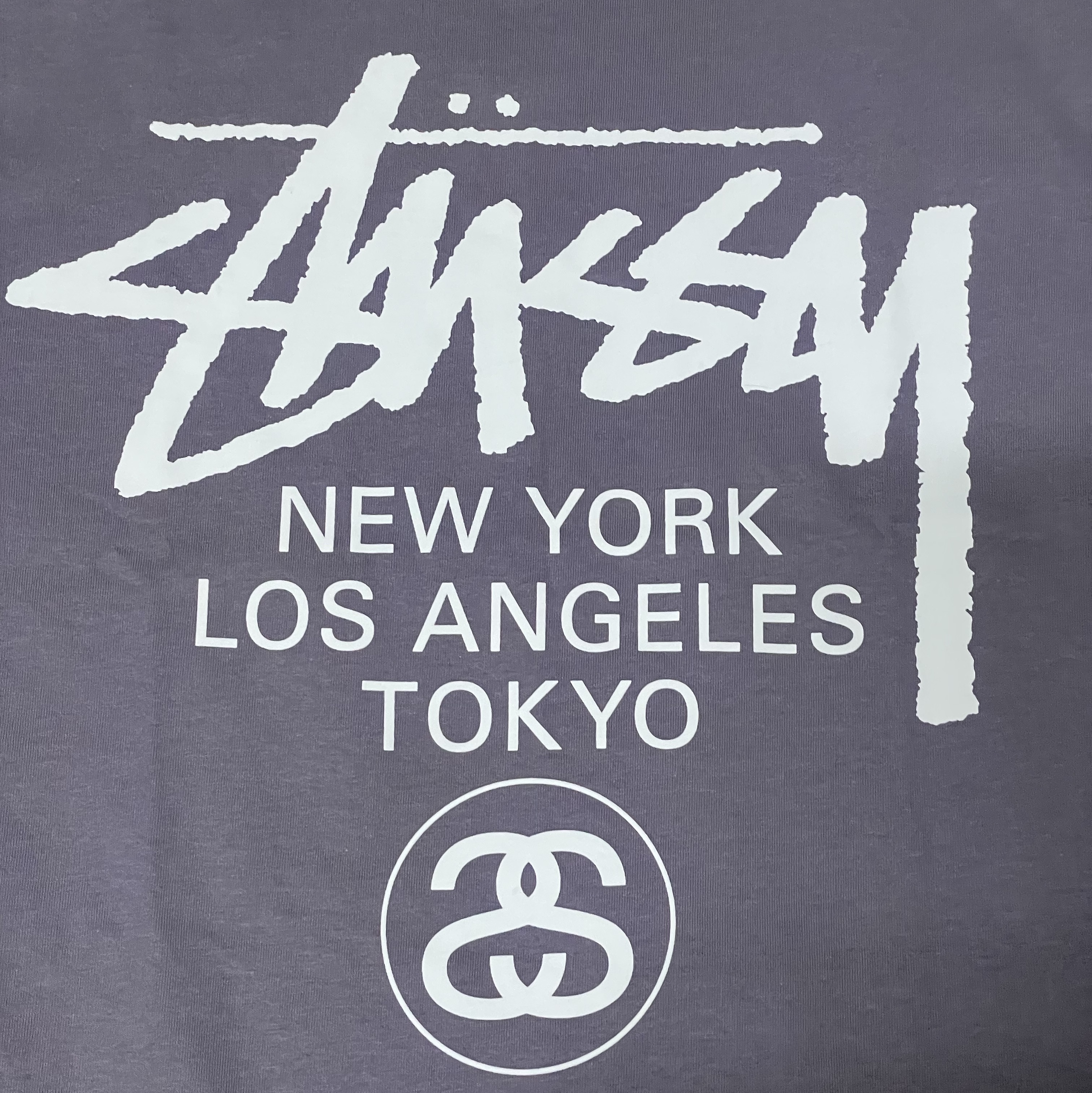 Stussy World Tour T-Shirt Mauve 2023 착용 스타일 - 1