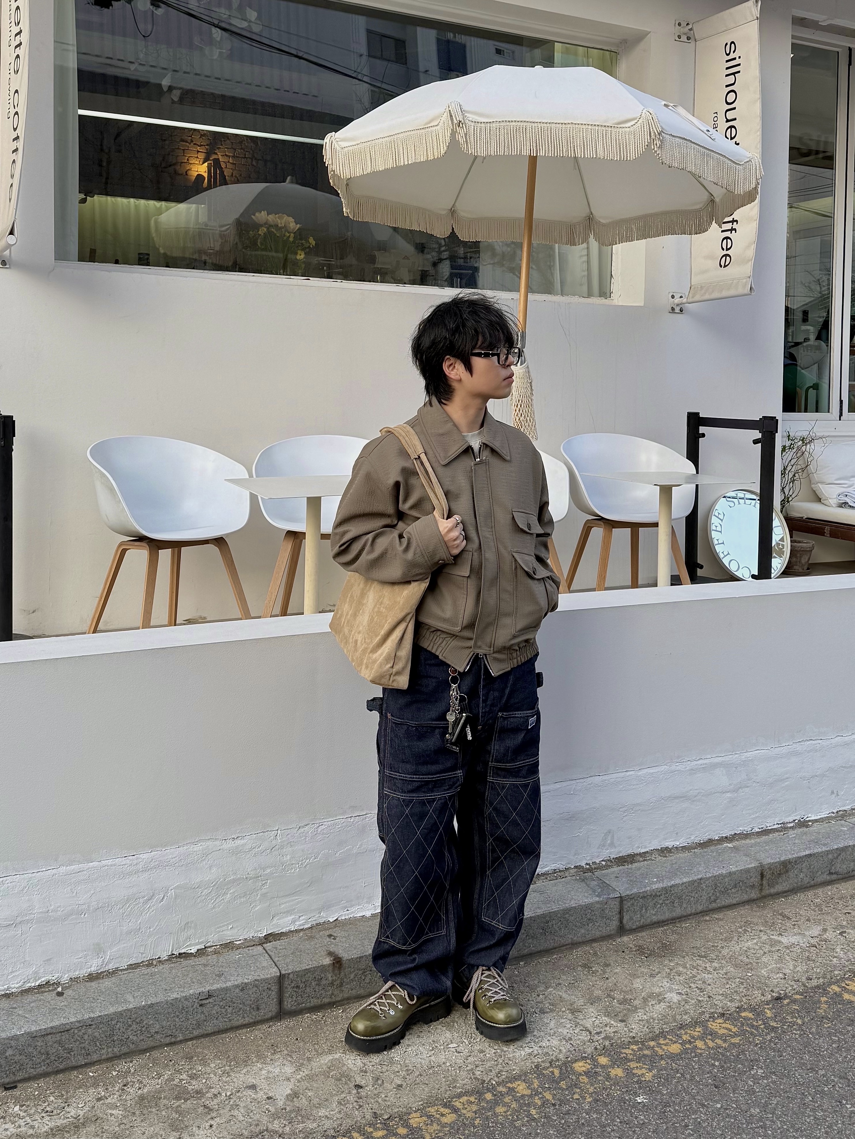 Kapital 11.5 oz. Denim Lumber Pants Indigo, LOSTGARDEN Mount Brown 착용 스타일 - 2