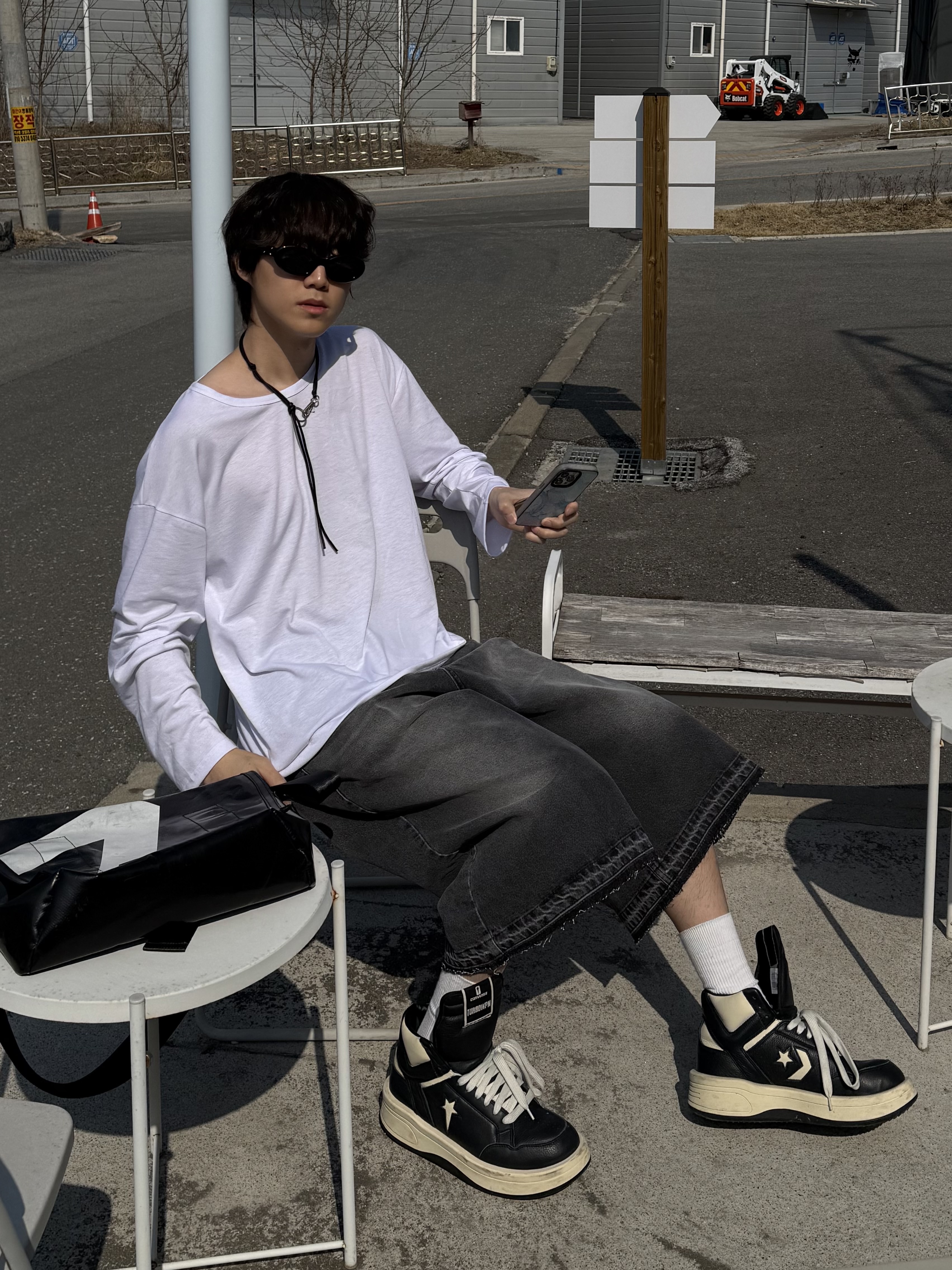 컨버스 x 다크쉐도우 터보웨폰 블랙 크림 착용 스타일 - 7