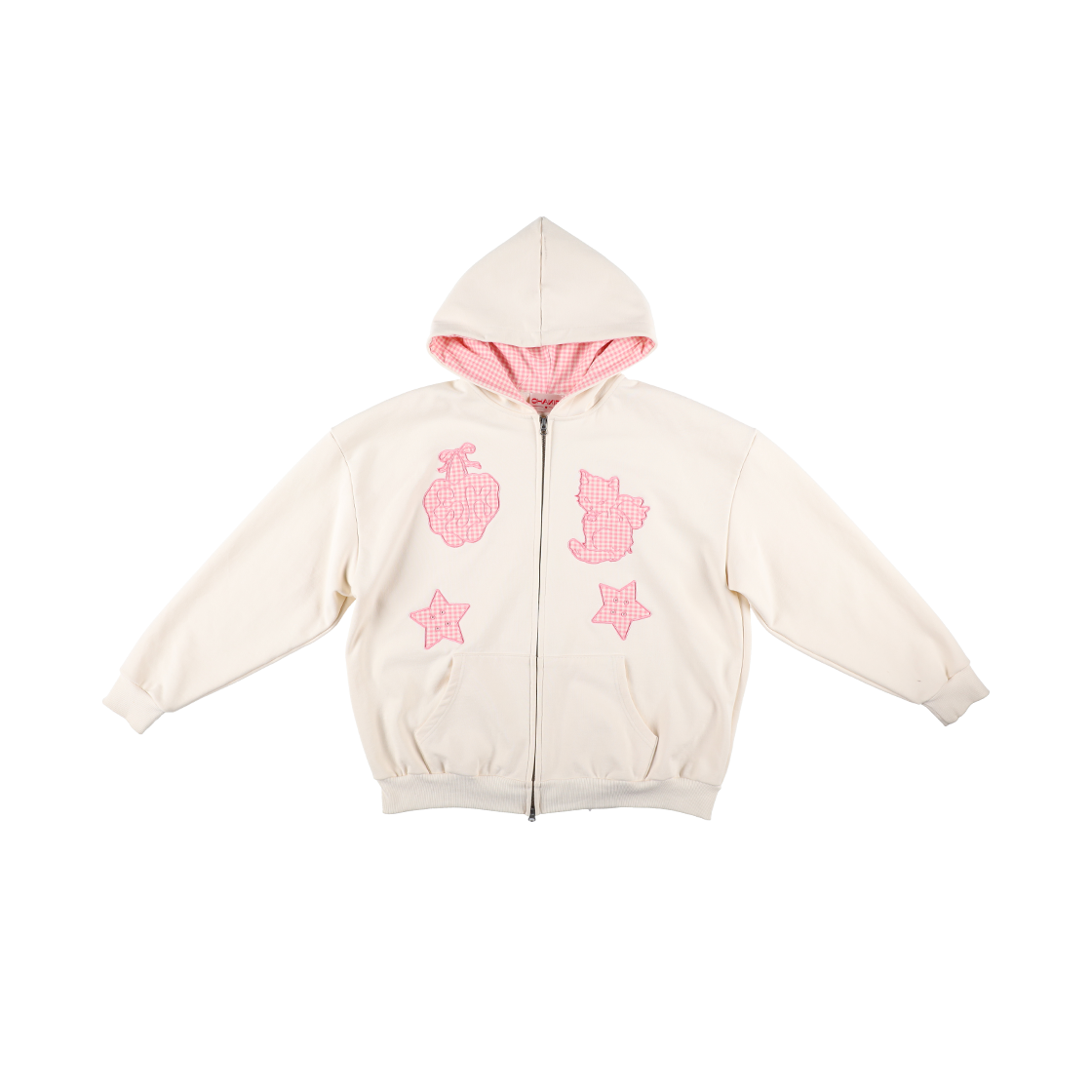샤키리 키링 체크 패치 후디 (크림)(SHAKIRI Kiring Check Patch Hoodie (Cream))