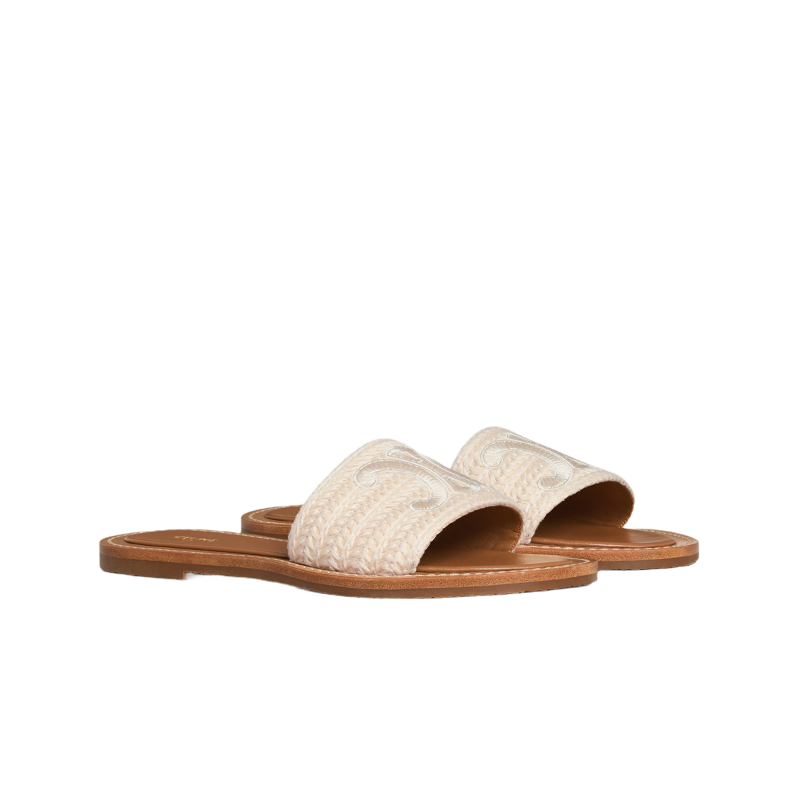 (W) 셀린느 림피아 뮬 자수 코튼 캔버스 라이트 베이지((W) Celine Lympia Mule in Embroidered Cotton Canvas Light Beige) - 2