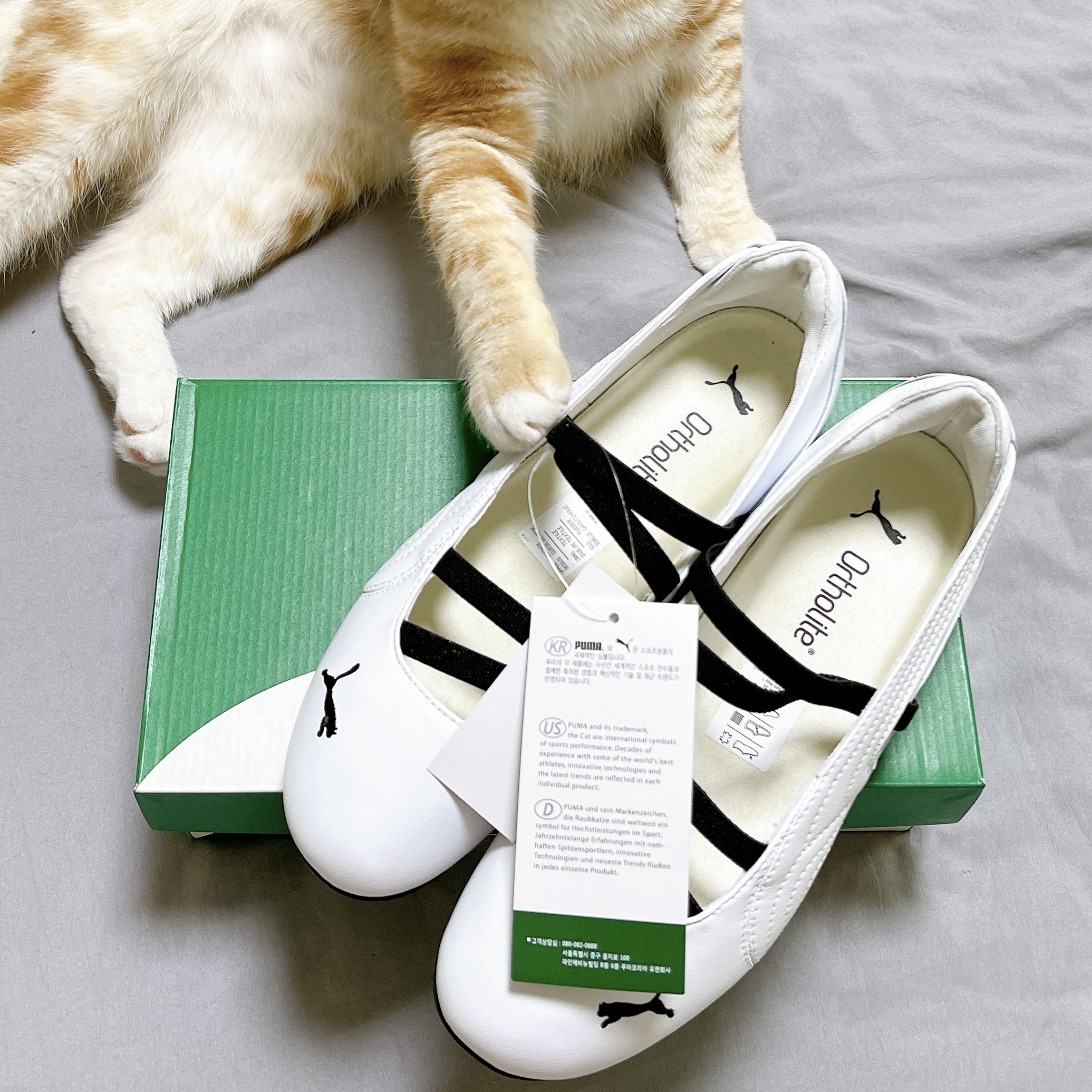 (W) Puma Speedcat Ballet Leather Puma White Puma Black 착용 스타일 - 1