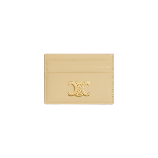Celine Card Holder Triomphe in Shiny Calfskin Spring Yellow