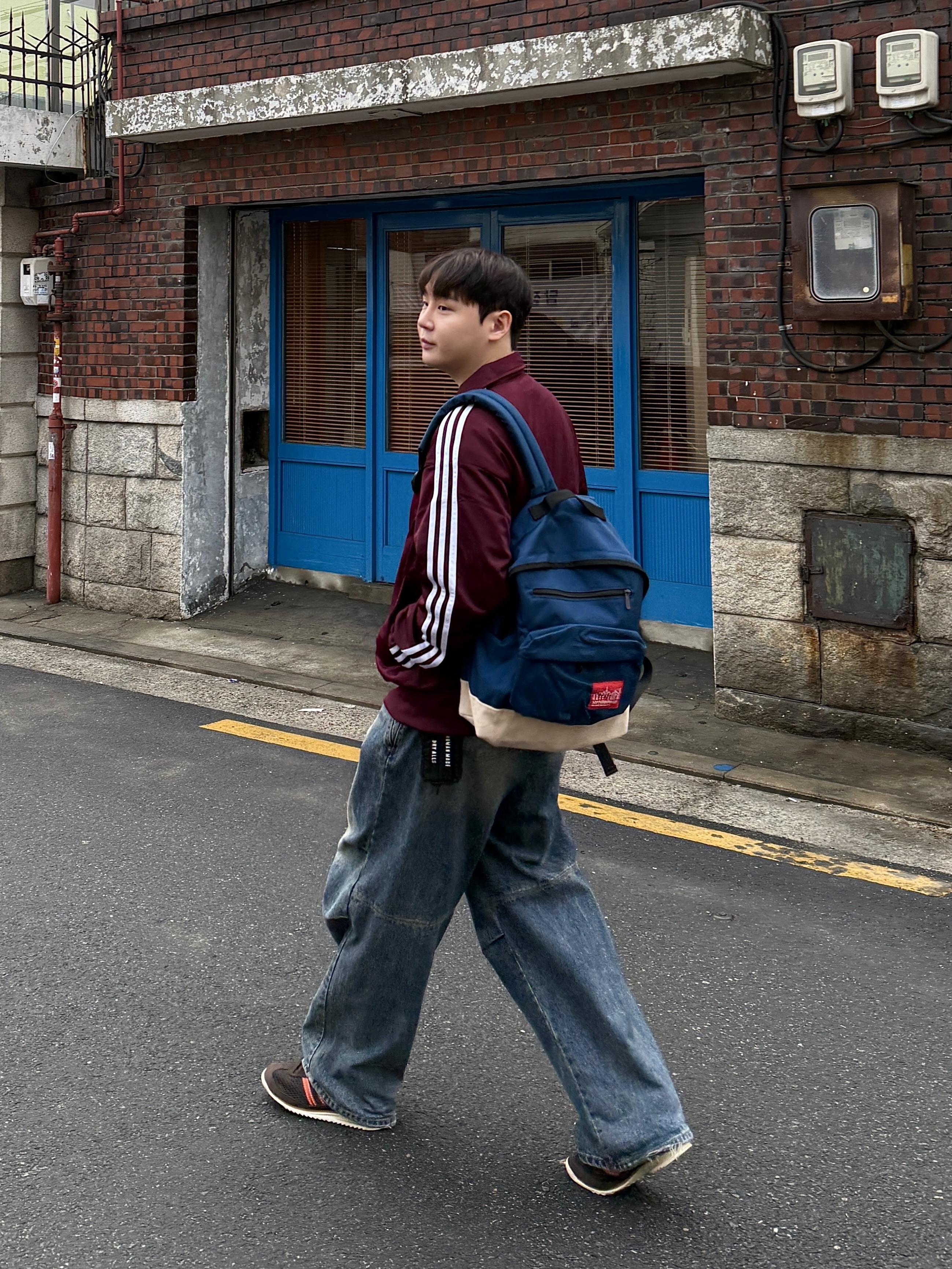 Adidas Adicolor Classic Firebird Track Top Maroon - KR Sizing, Adidas x Wales Bonner SL 72 Knit Brown 착용 스타일 - 3
