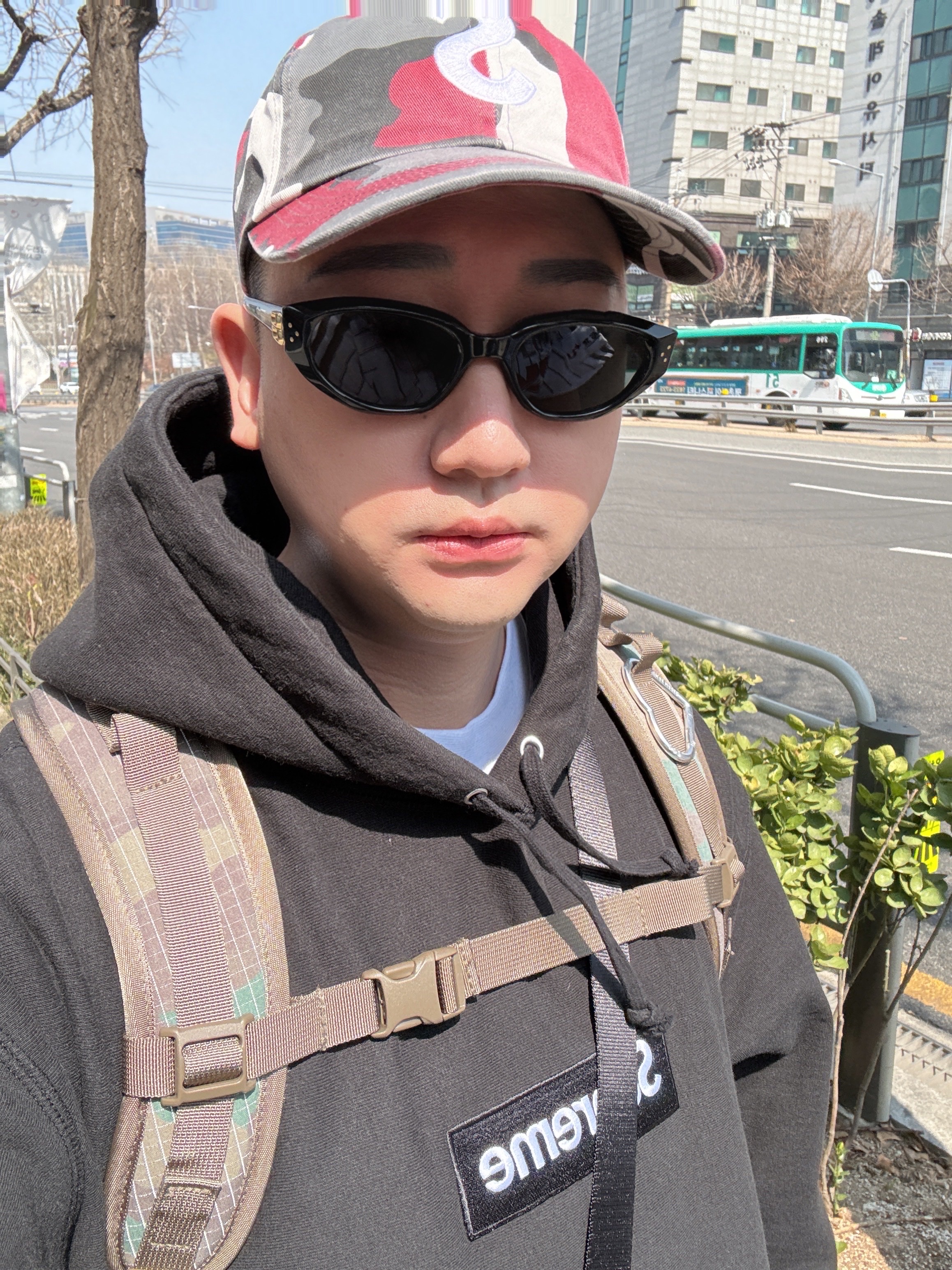 Supreme Pigment Print S Logo 6-Panel Red Camo - 23FW, Supreme Box Logo Hooded Sweatshirt Black - 24FW 착용 스타일 - 2