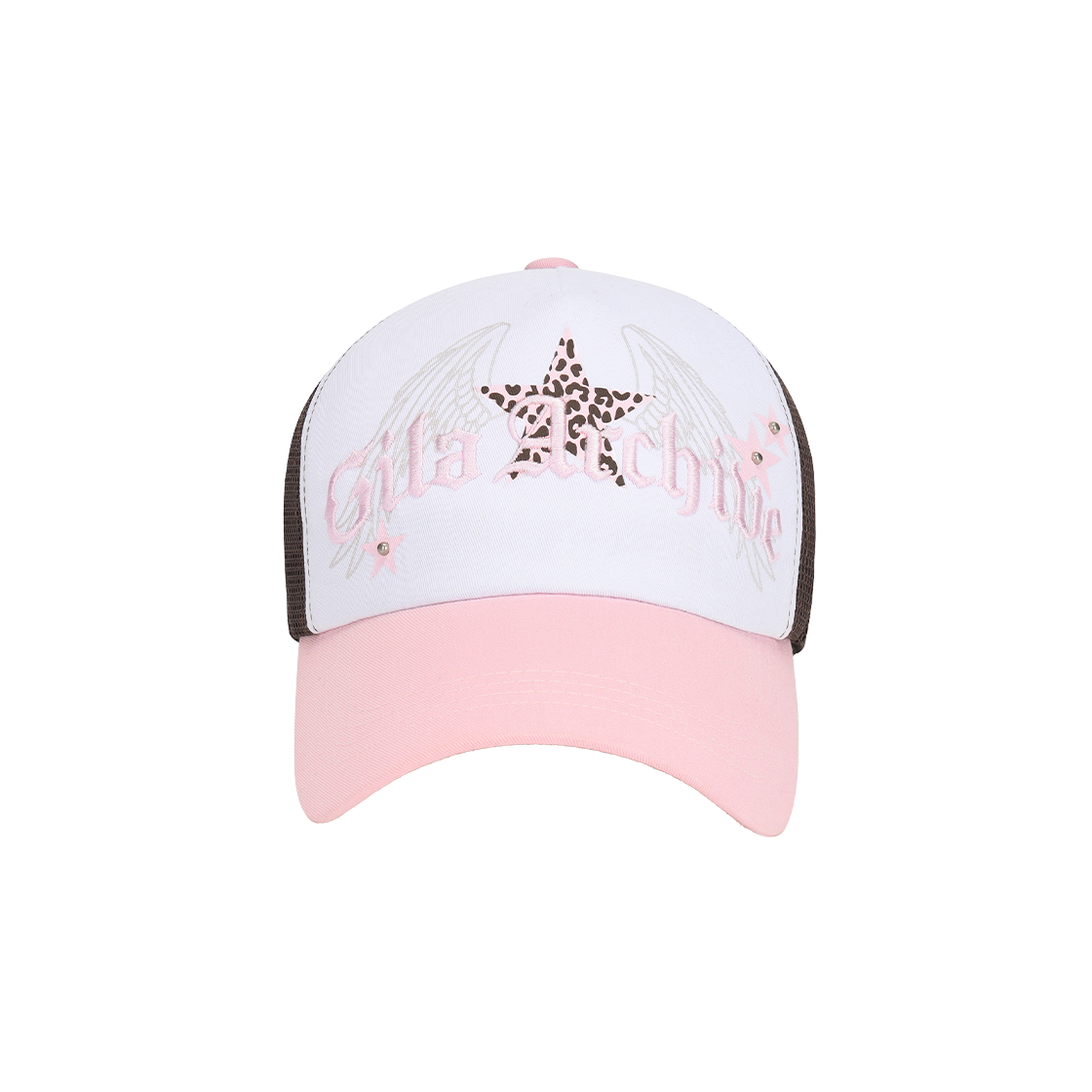 【GILA ARCHIVE】25ss ANIMAL STAR MESH CAP 길라 아카이브 레오파드 스타 윙 메쉬 캡 핑크 | GILAARCHIVE