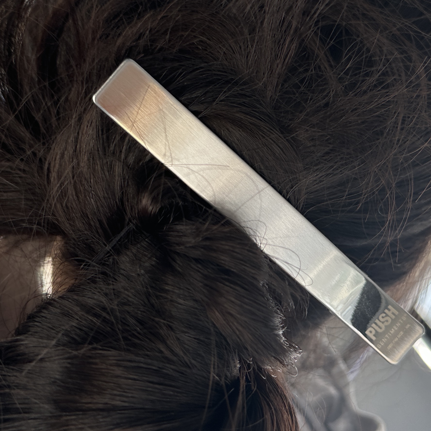 Sentiments No.353 Hair Pin 2 Set XXL Push Pin Clip Silver 착용 스타일