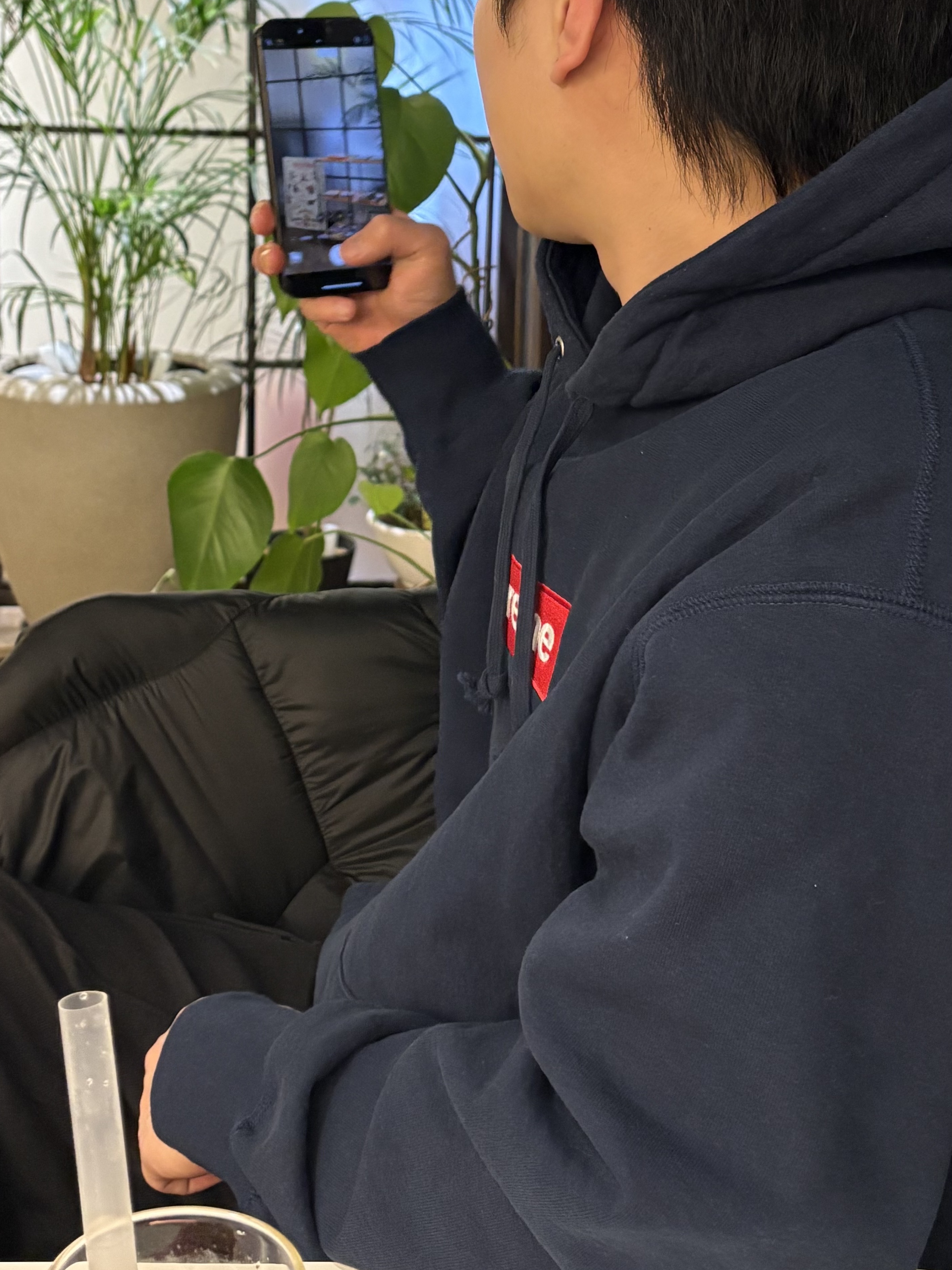 Supreme Box Logo Hooded Sweatshirt Navy - 24FW 착용 스타일