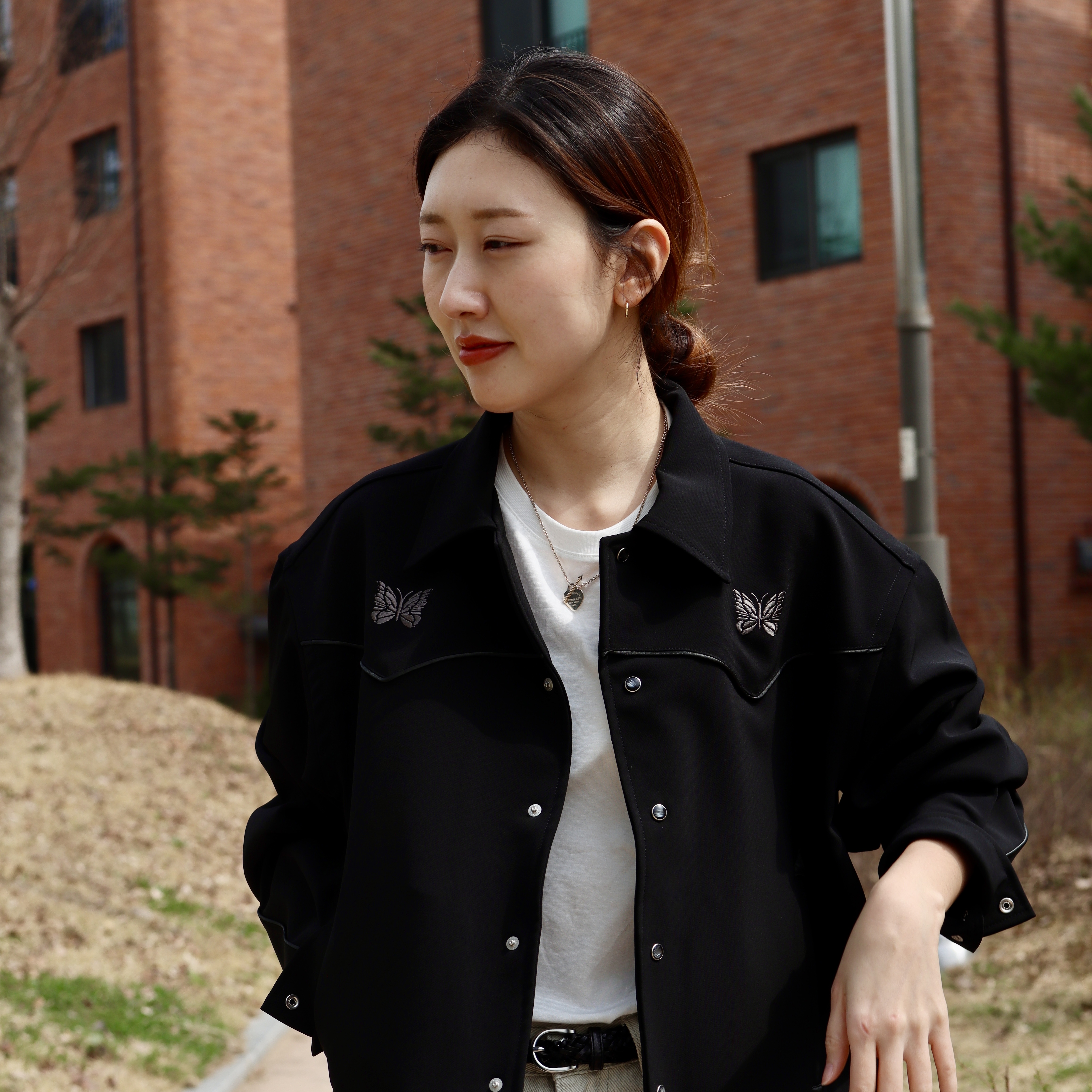 Needles PE/PU Double Cloth Piping Cowboy Jacket Black, Nike x Tom Sachs General Purpose Shoe Archive 착용 스타일 - 1
