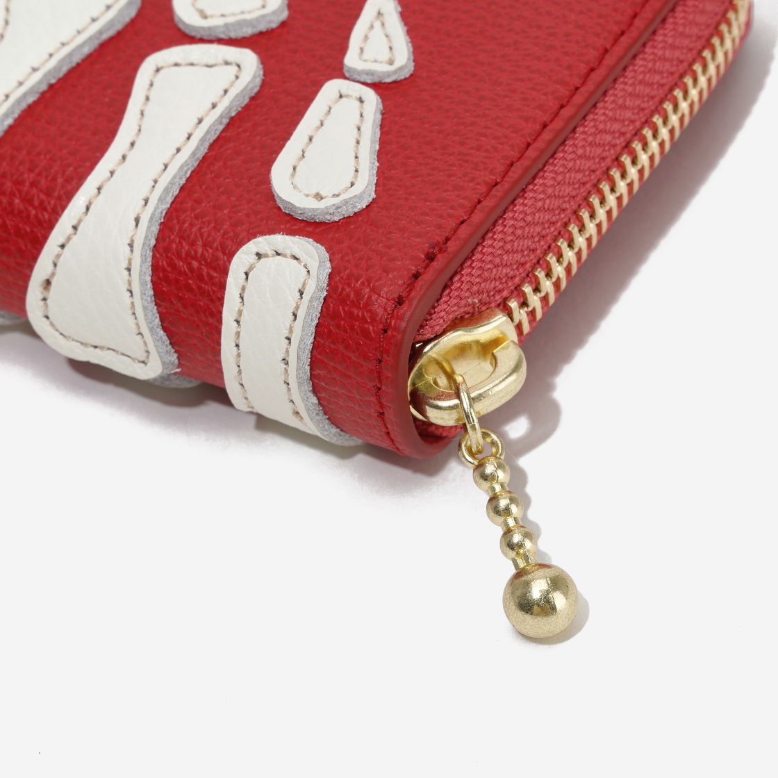 캐피탈 떰즈 업 본 핸드 집 미니 지갑 레드(Kapital Thumbs Up Bone Hand Zip Mini Wallet Red) - 5