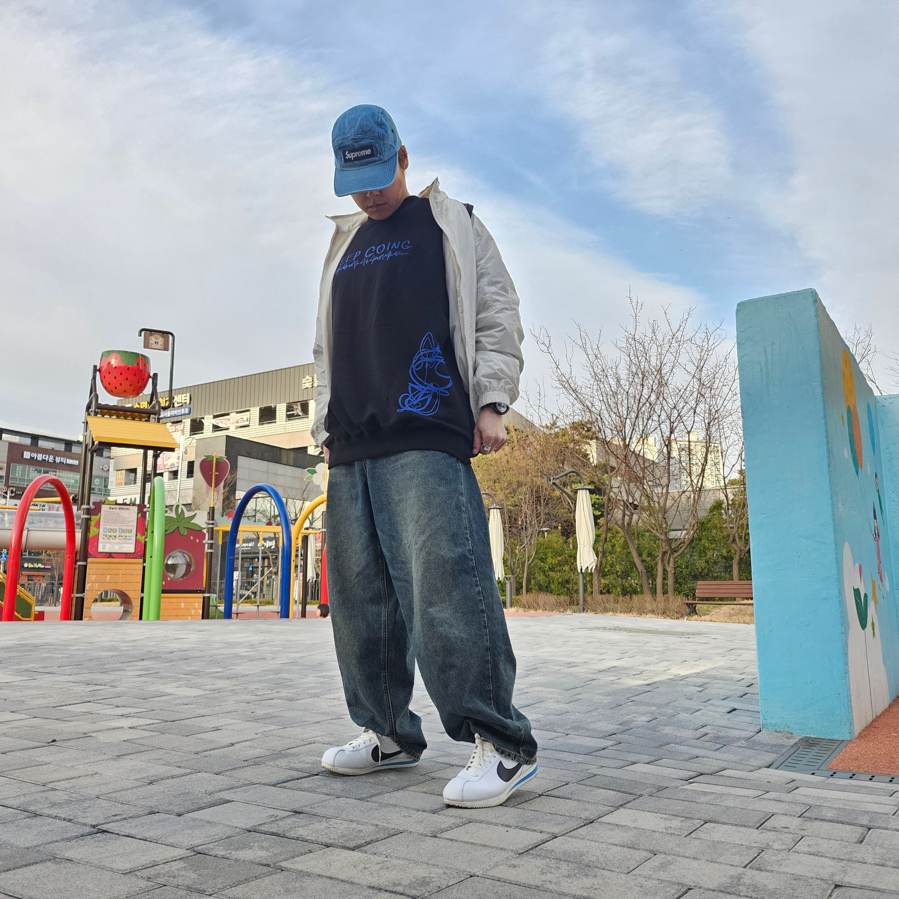 Supreme Washed Chino Twill Camp Cap Denim - 23FW, Nike NRG Solo Swoosh Woven Track Jacket Phantom White - Asia 착용 스타일 - 1