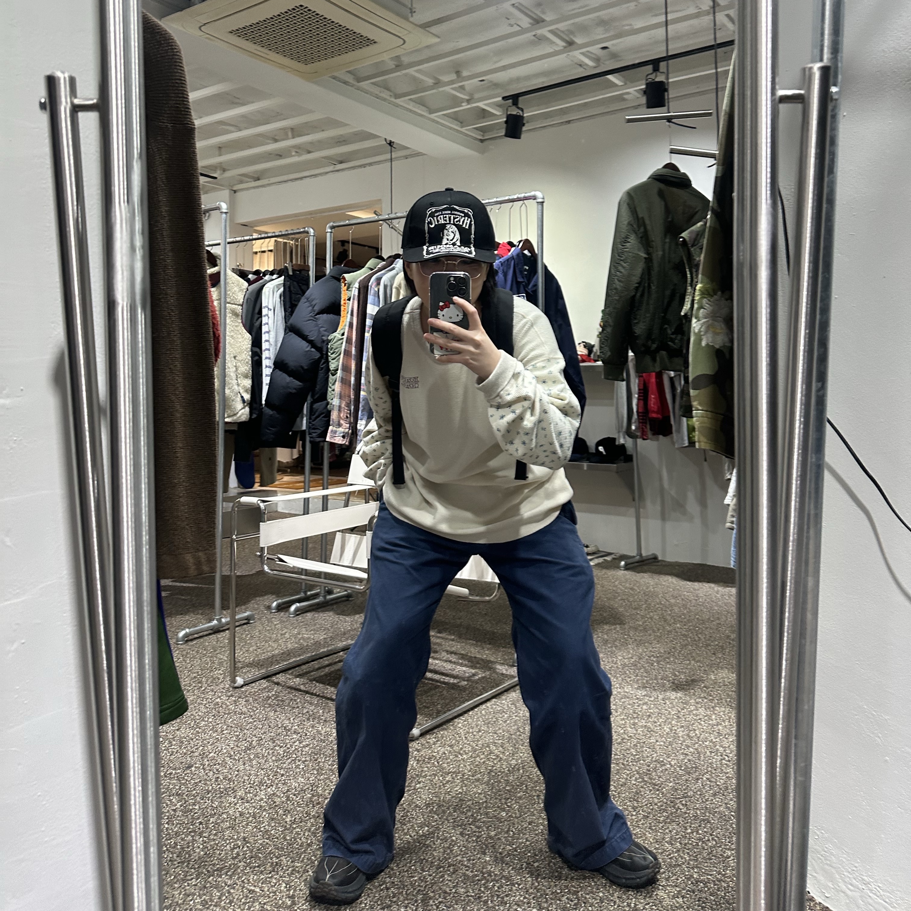 Kapital Waffle Jersey Small Flower Pt 2 Tone Long T-Shirt Kapital Embroidery Blue, Hysteric Glamour Multi Hysteric Embroidered Cap Black 착용 스타일