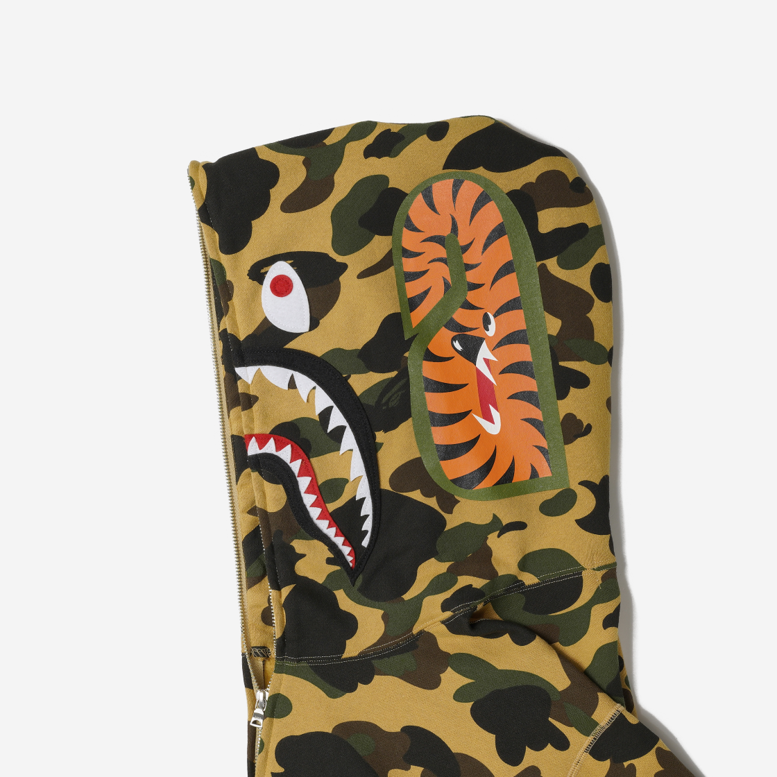 (W) 베이프 퍼스트 카모 샤크 풀 집 후드 옐로우((W) BAPE 1st Camo Shark Full Zip Hoodie Yellow) - 5