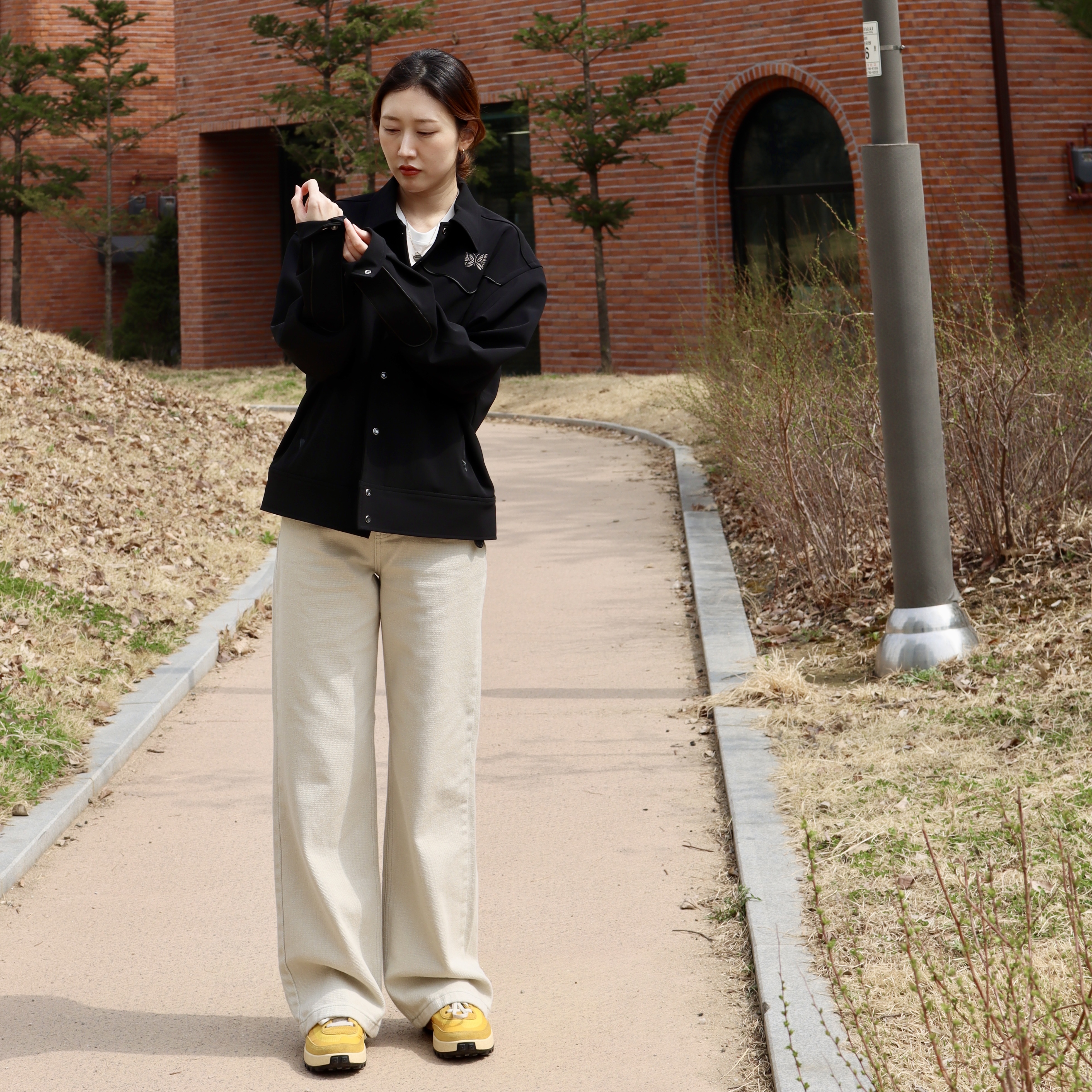 Needles PE/PU Double Cloth Piping Cowboy Jacket Black, Nike x Tom Sachs General Purpose Shoe Archive 착용 스타일 - 3