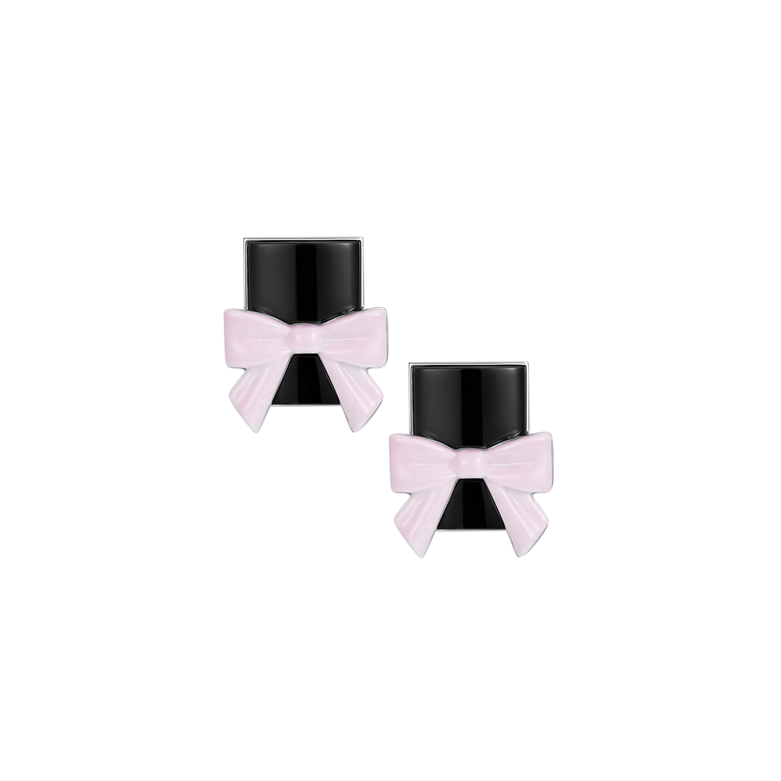 슈슈통 우먼 세라믹 보우노트 스퀘어 아게이트 귀걸이 블랙 - 25SS