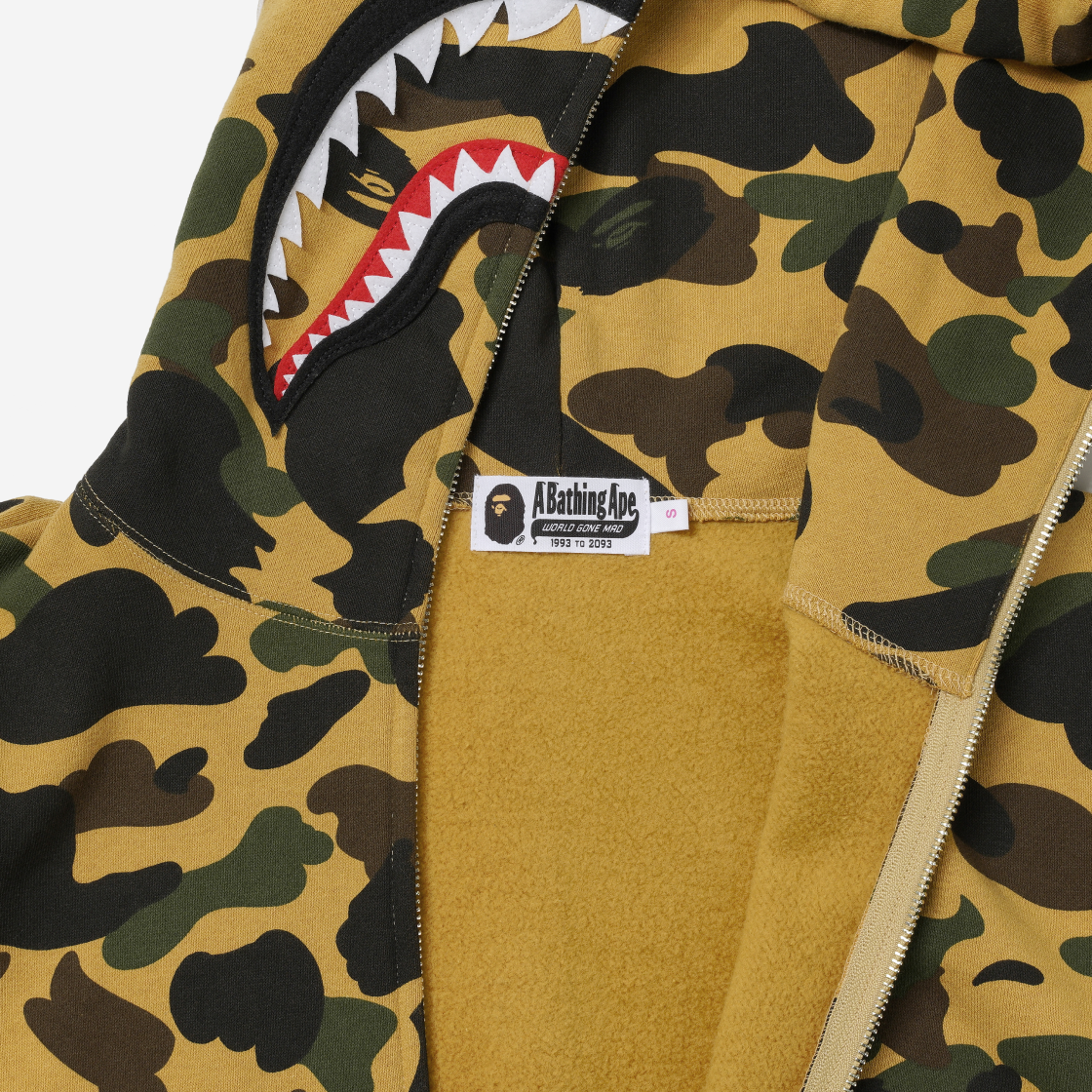 (W) 베이프 퍼스트 카모 샤크 풀 집 후드 옐로우((W) BAPE 1st Camo Shark Full Zip Hoodie Yellow) - 9