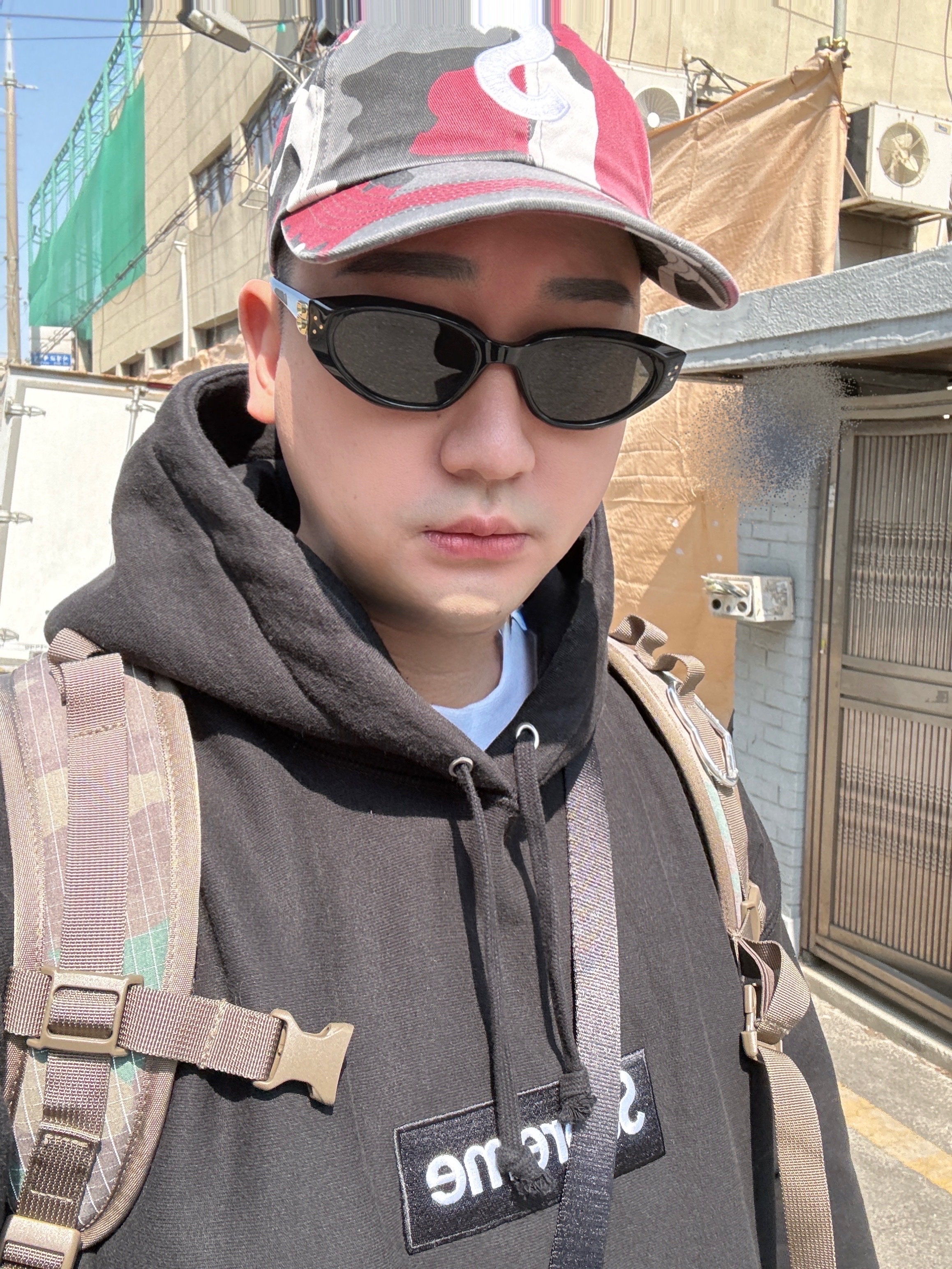 Supreme Pigment Print S Logo 6-Panel Red Camo - 23FW, Supreme Box Logo Hooded Sweatshirt Black - 24FW 착용 스타일 - 1