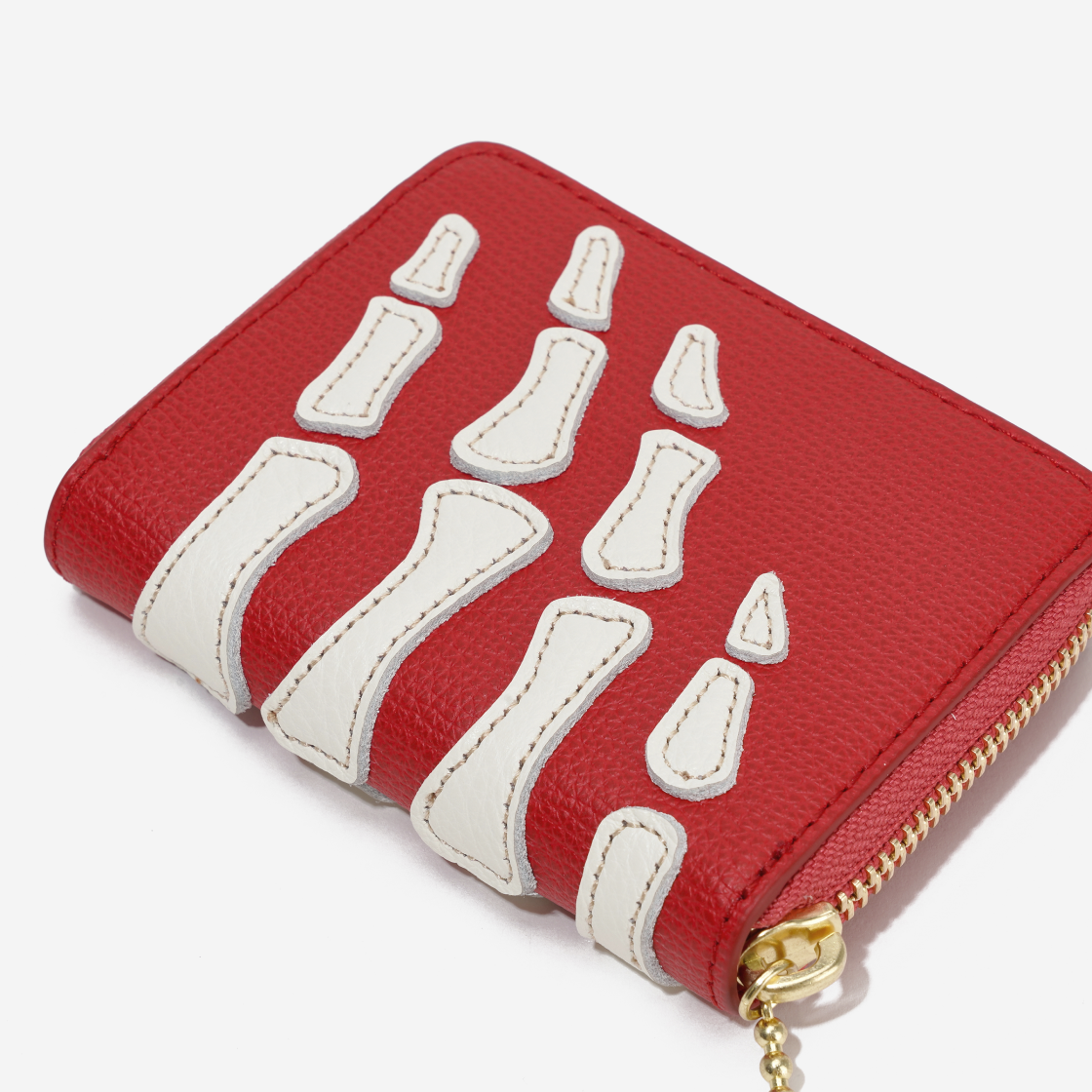 캐피탈 떰즈 업 본 핸드 집 미니 지갑 레드(Kapital Thumbs Up Bone Hand Zip Mini Wallet Red) - 4