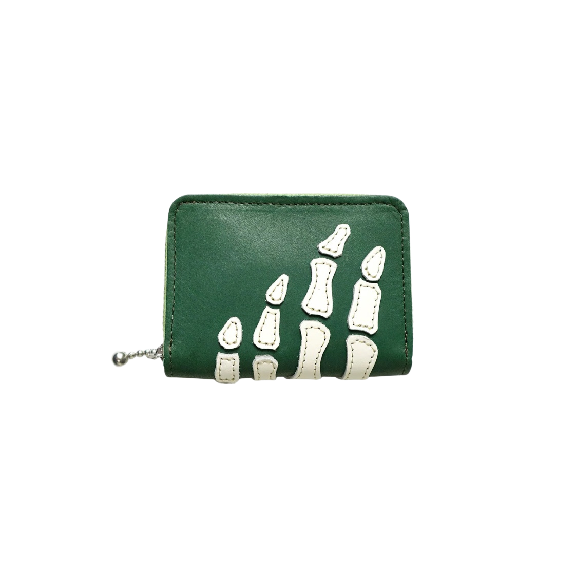 캐피탈 떰즈 업 본 핸드 집 미니 지갑 그린(Kapital Thumbs Up Bone Hand Zip Mini Wallet Green)