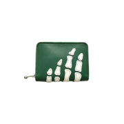 Kapital Thumbs Up Bone Hand Zip Mini Wallet Green