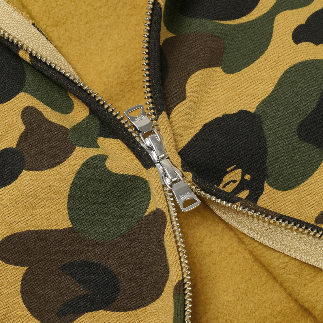(W) 베이프 퍼스트 카모 샤크 풀 집 후드 옐로우((W) BAPE 1st Camo Shark Full Zip Hoodie Yellow) - 6