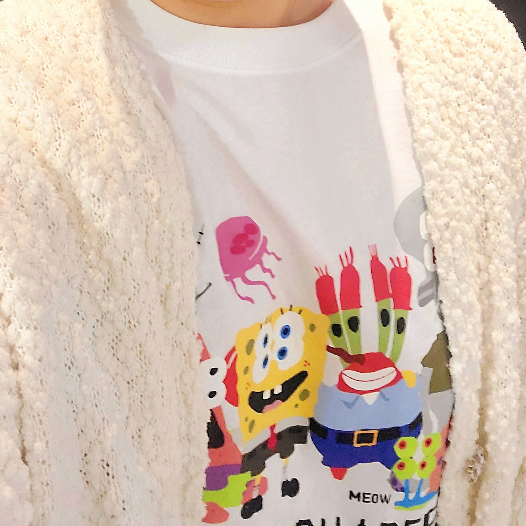 Uniqlo UT x CPFM x SpongeBob Graphic T-Shirt A White - KR 착용 스타일 - 2