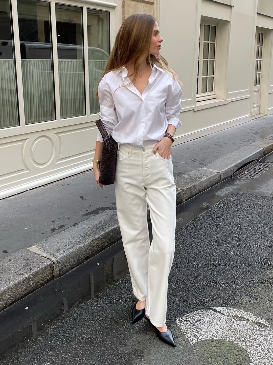 Thom Browne Cotton Oxford Grosgrain Placket Shirt White, Thom Browne Grosgrain Placket Solid Poplin Shirt White 착용 스타일 - 2