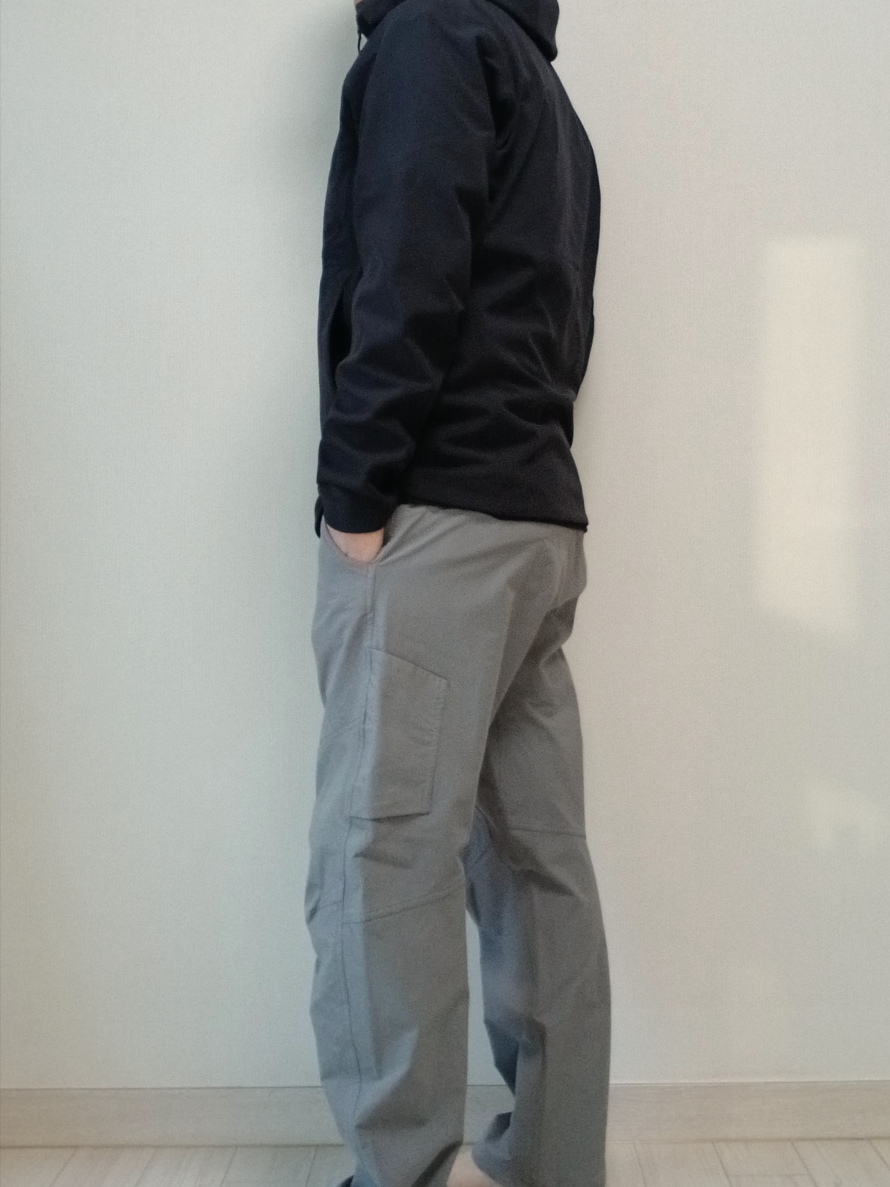 Arc'teryx Gamma MX Hoody Black, Arc'teryx Cronin Cotton Pants Void 착용 스타일 - 6