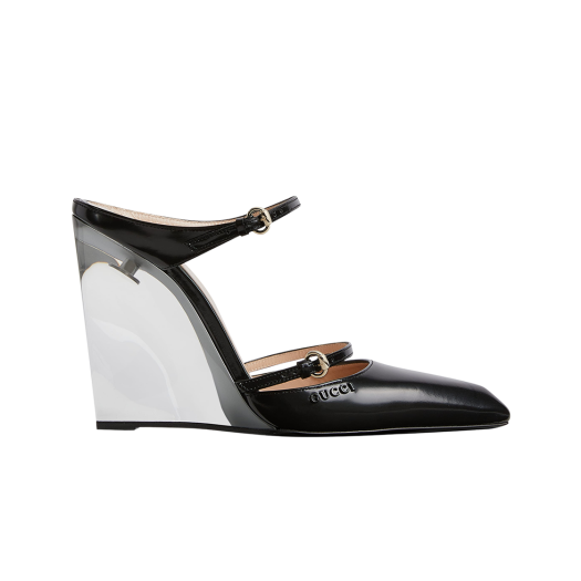 (W) Gucci Wedge Mule Black