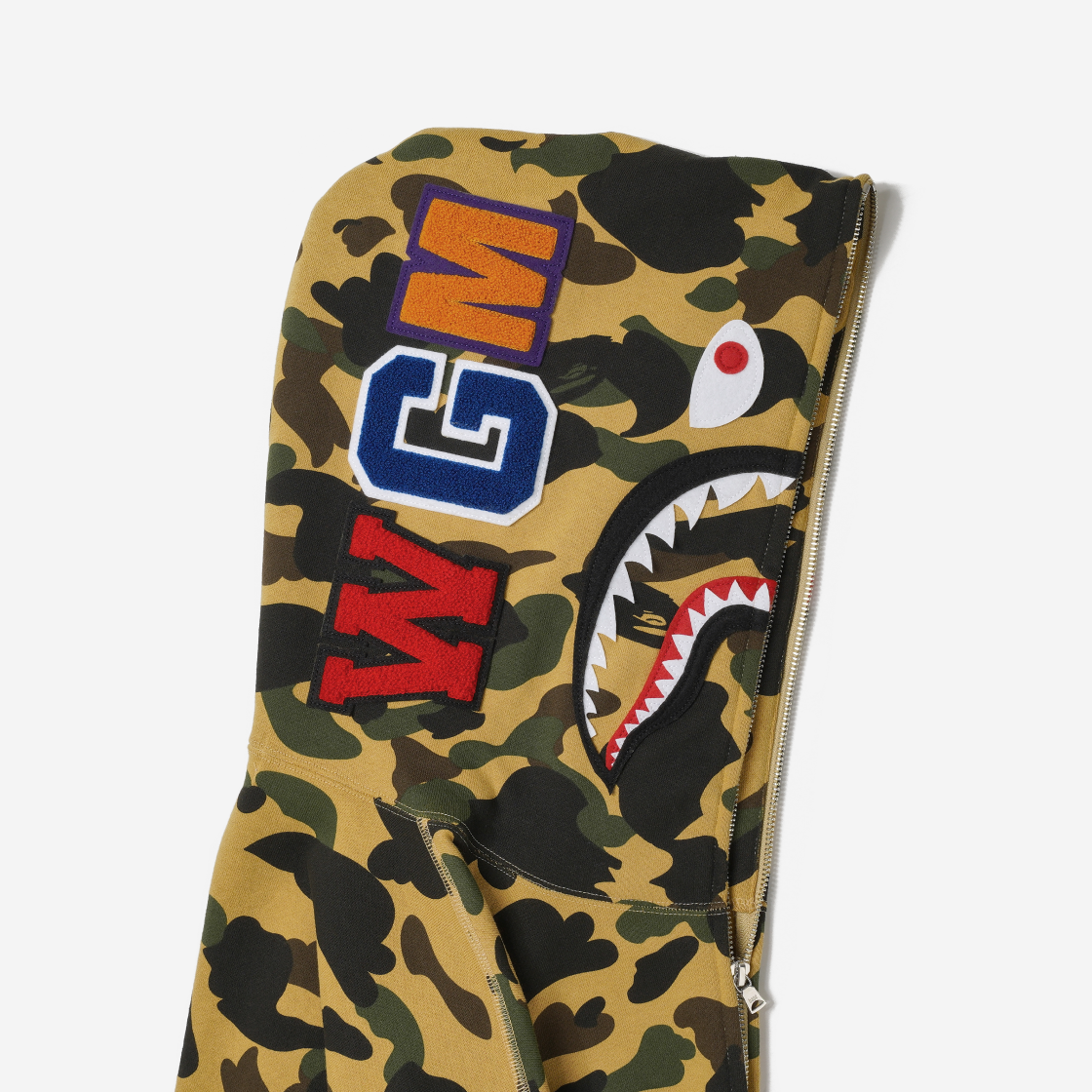 (W) 베이프 퍼스트 카모 샤크 풀 집 후드 옐로우((W) BAPE 1st Camo Shark Full Zip Hoodie Yellow) - 4