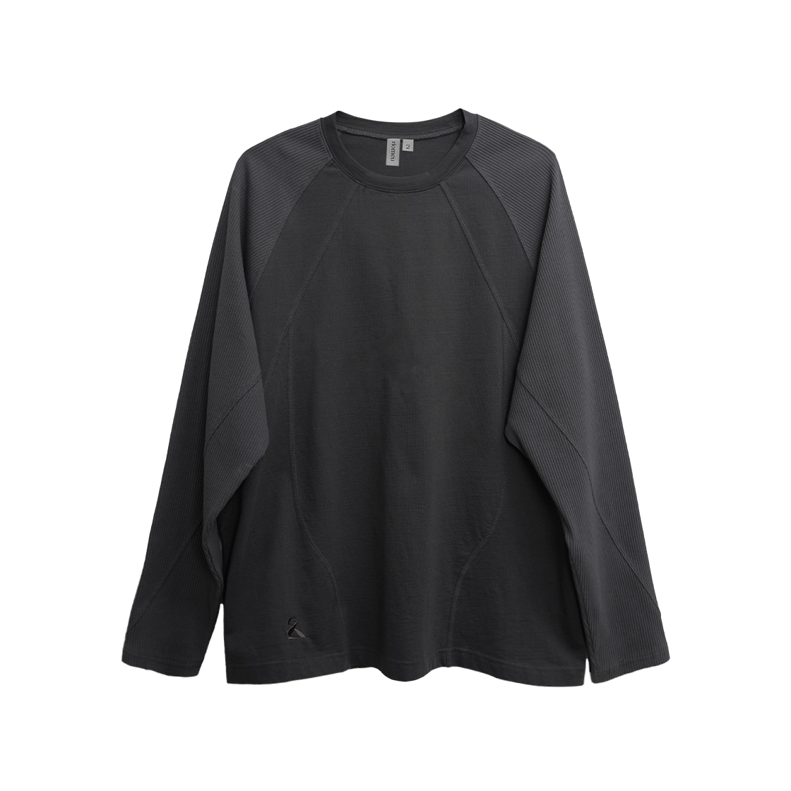 리오므 배색 절개 롱슬리브 티 차콜(Riomeu Color Scheme Incision Long Sleeve Charcoal)