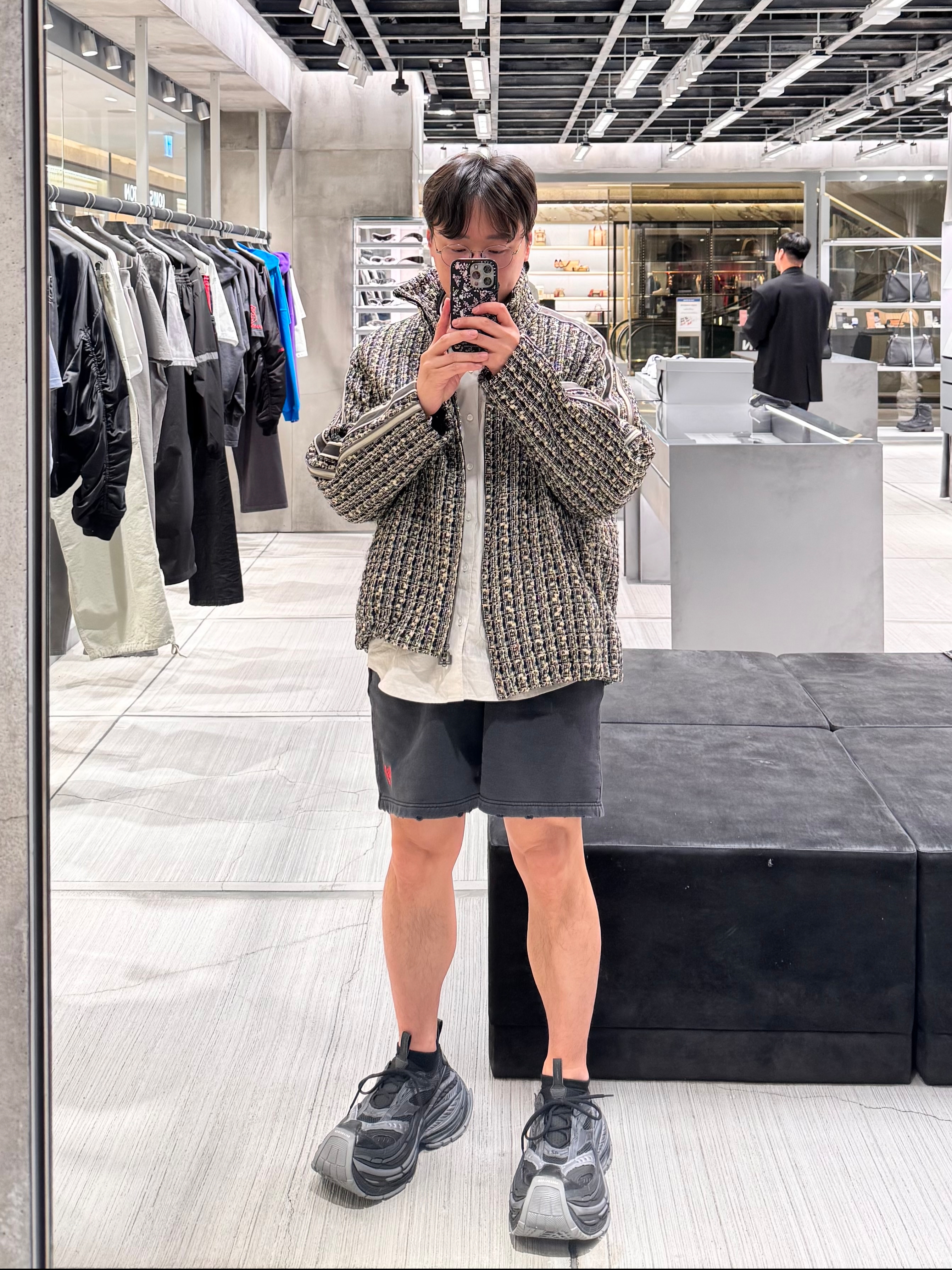 (W) Wooyoungmi Tweed Banding Jacket Gray - 24FW 착용 스타일 - 4