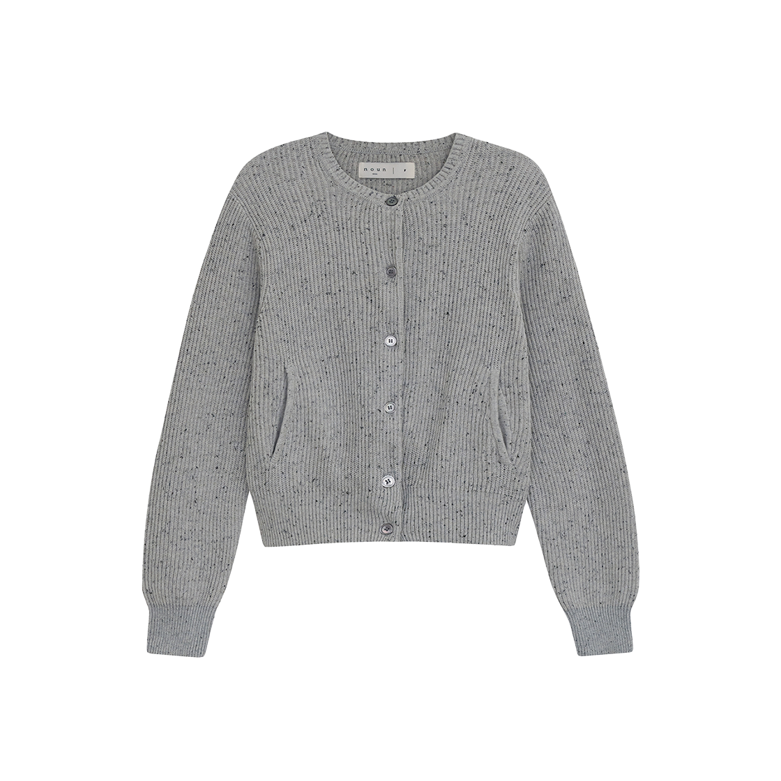 25WNYCM (W) noun Nep Yarn Crewneck Cardigan Melange Grey