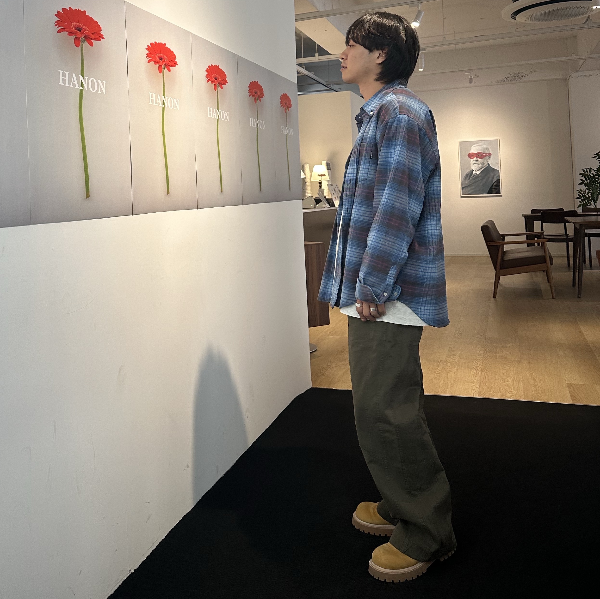 Kinchi x My Name Is Peter Boots - 888 (a) Yellow, NOMANUAL Tilted Side Line Pants Washed Khaki 착용 스타일 - 2